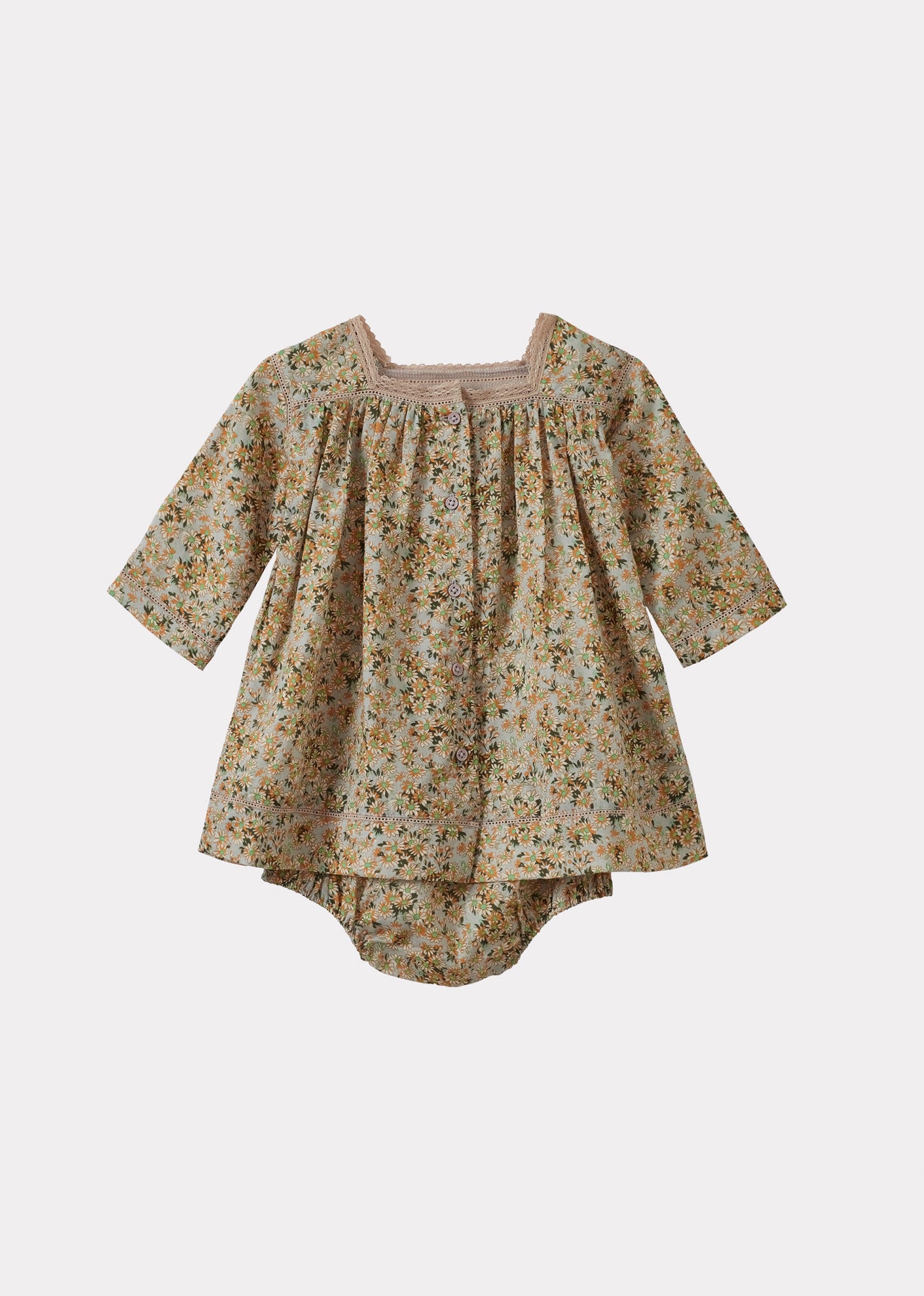 CLAIRE BABY GIRL'S COTTON DRESS AND BLOOMERS SET - DAISY PRINT