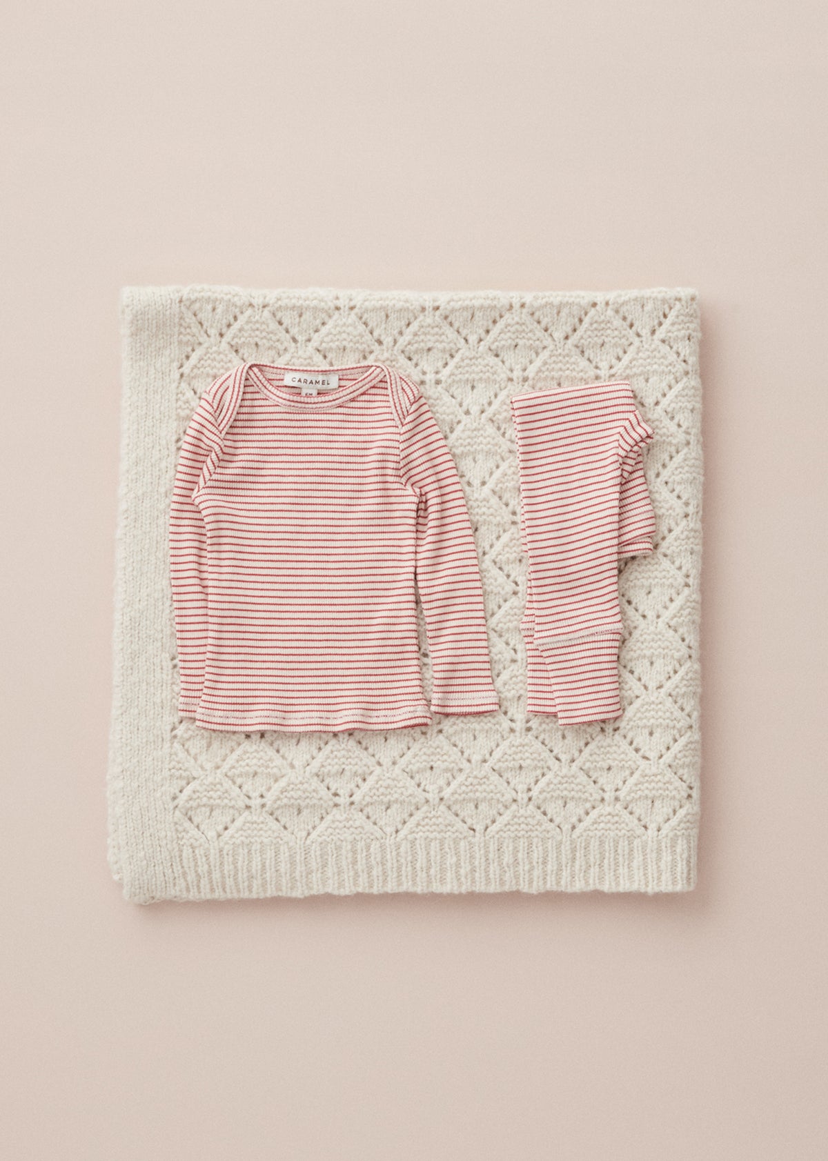 HANAU BABY COTTON ROMPER - REDCURRANT / CREAM