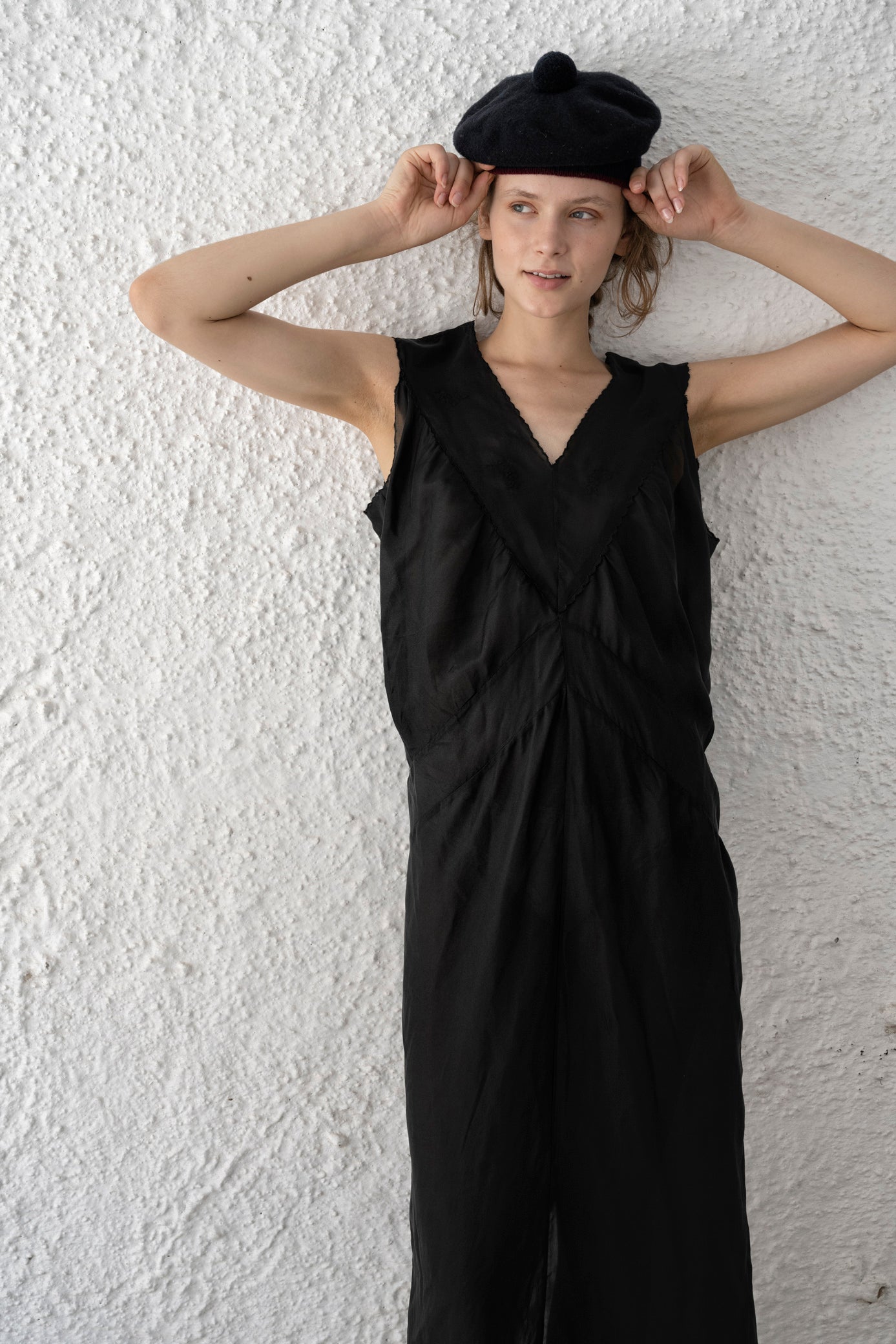 WOMEN'S PANELLED SILK DRESS - BLACK