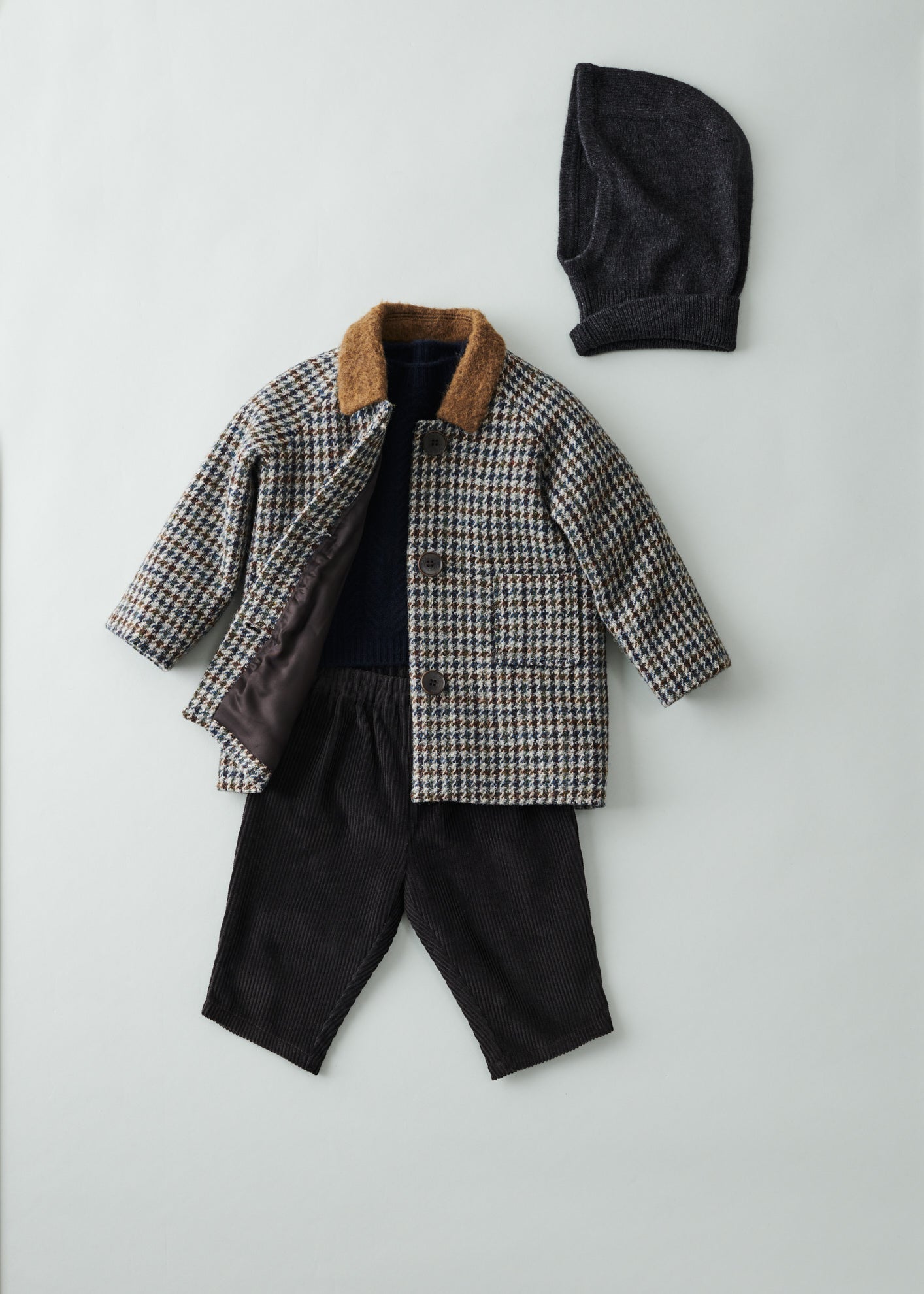 AZUKI BABY COAT - BURGUNDY/TEAL HOUNDSTOOTH 2