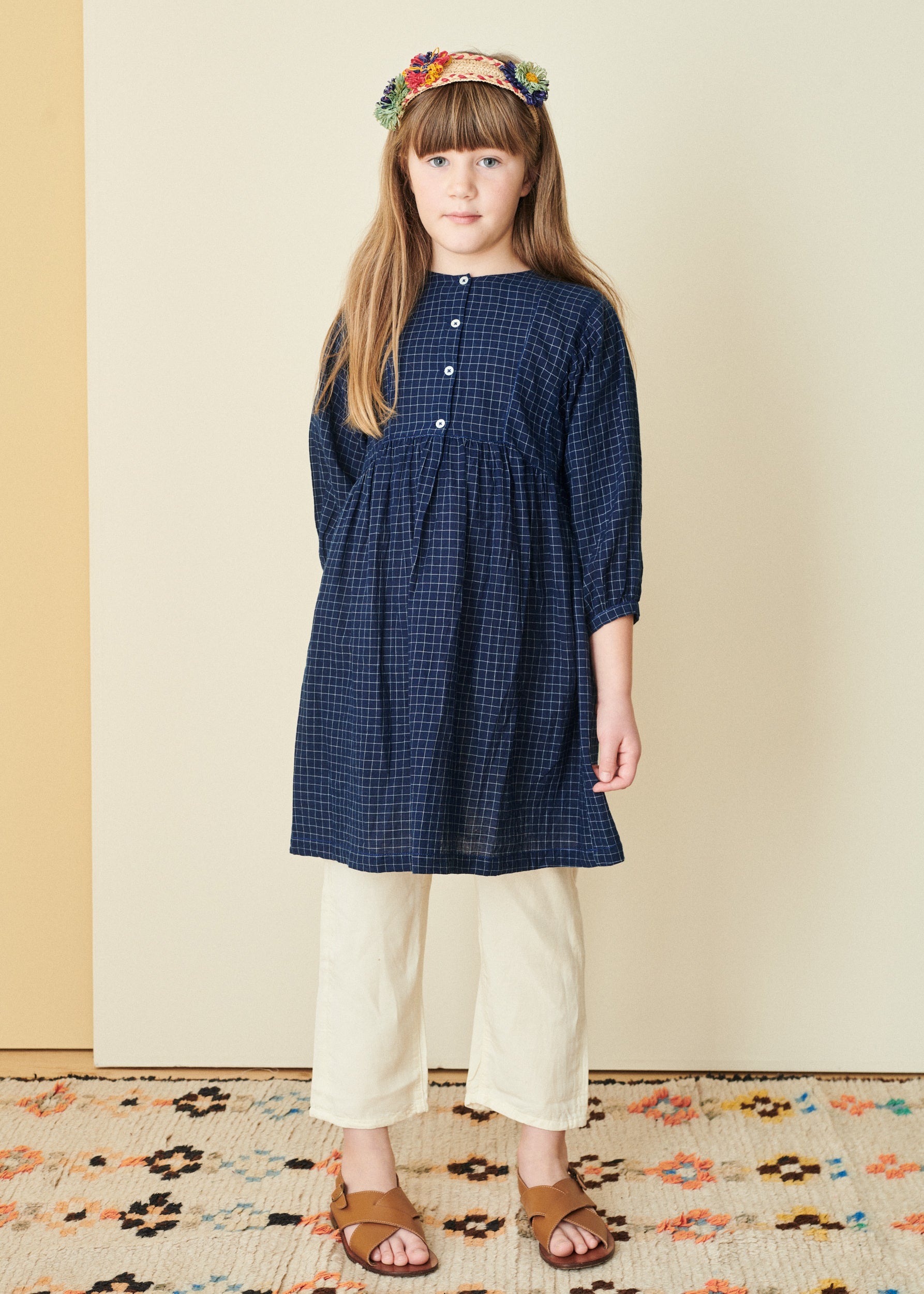 YARROW DRESS  - NAVY YARD DYED CHECK