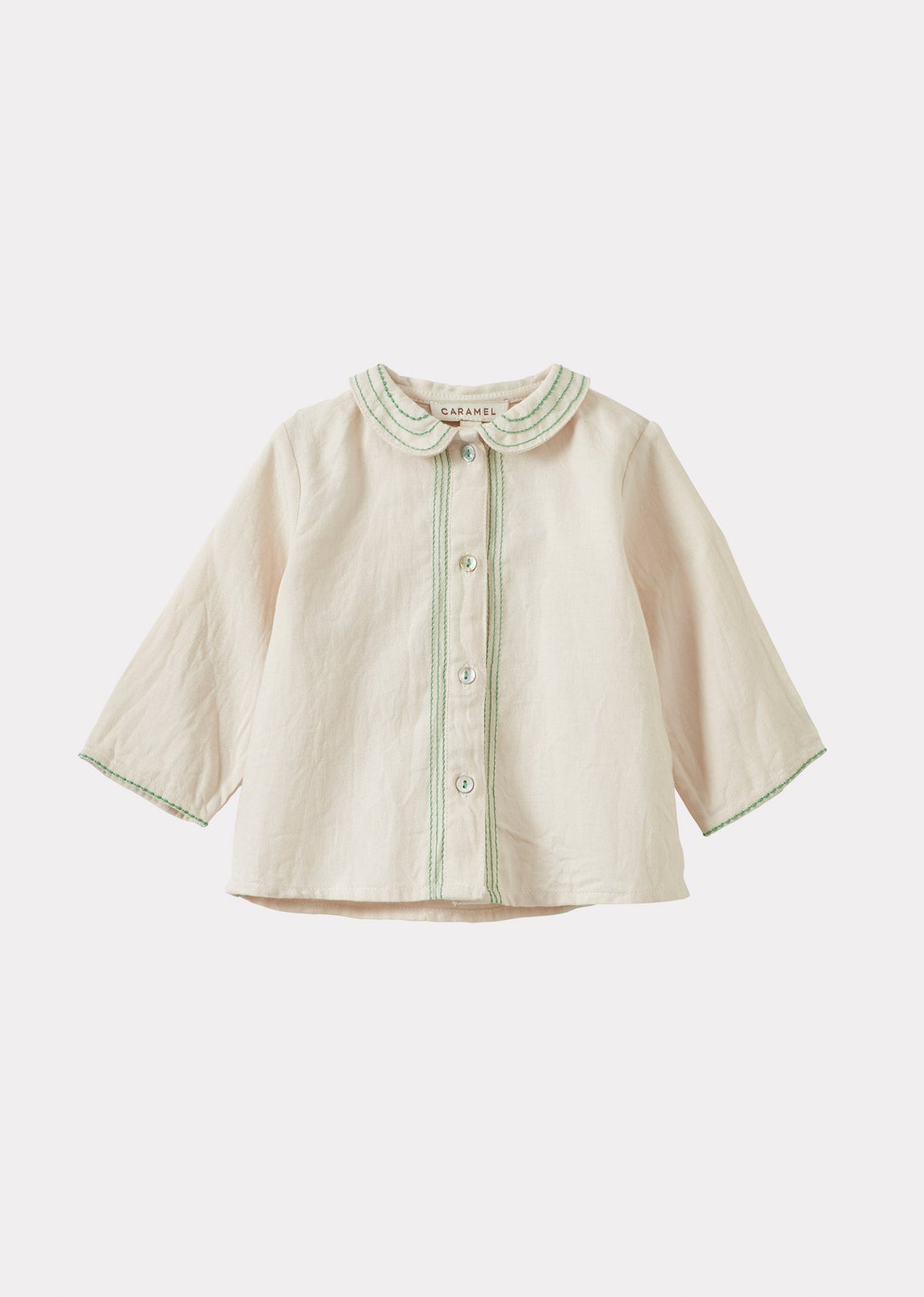 DRAGONFLY BABY EMBROIDERED COTTON SHIRT - ECRU