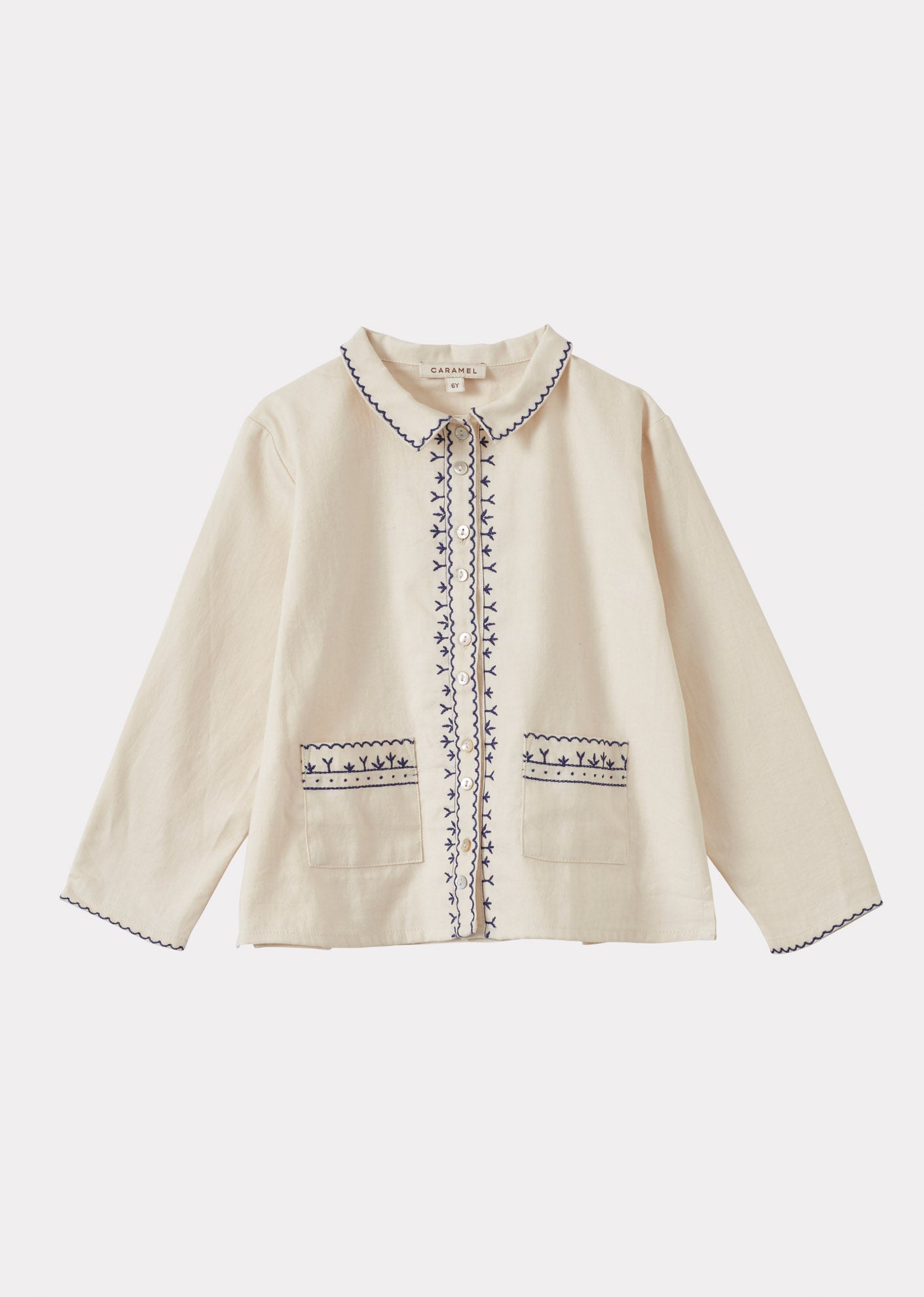 DRAGONFLY CHILDREN'S COTTON SHIRT - ECRU / BLUE