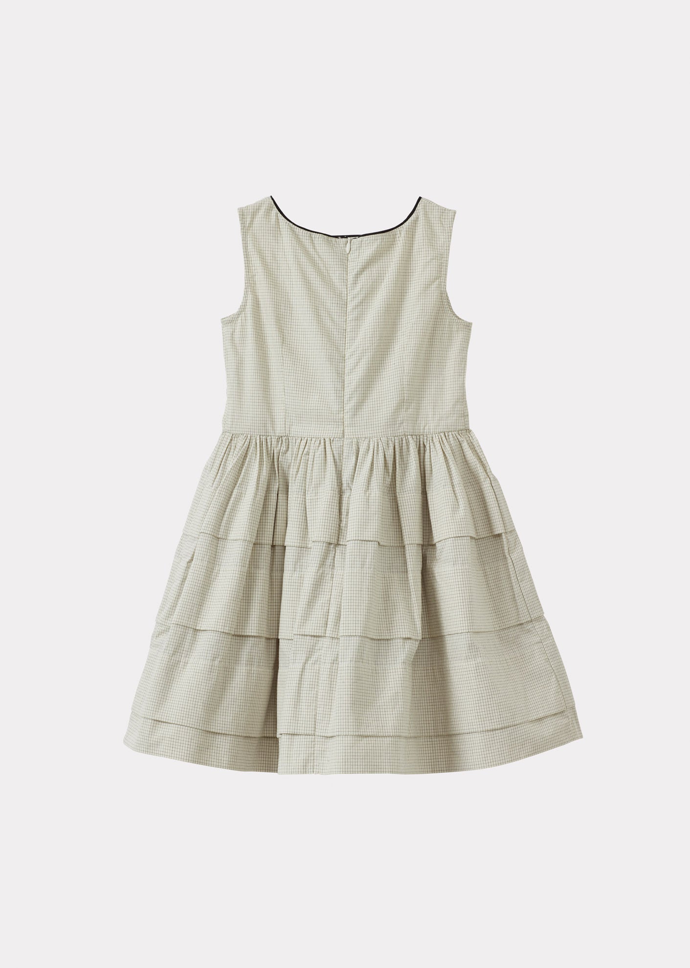 ETTA GIRL'S COTTON DRESS - OFF-WHITE / BLACK MICRO-CHECK