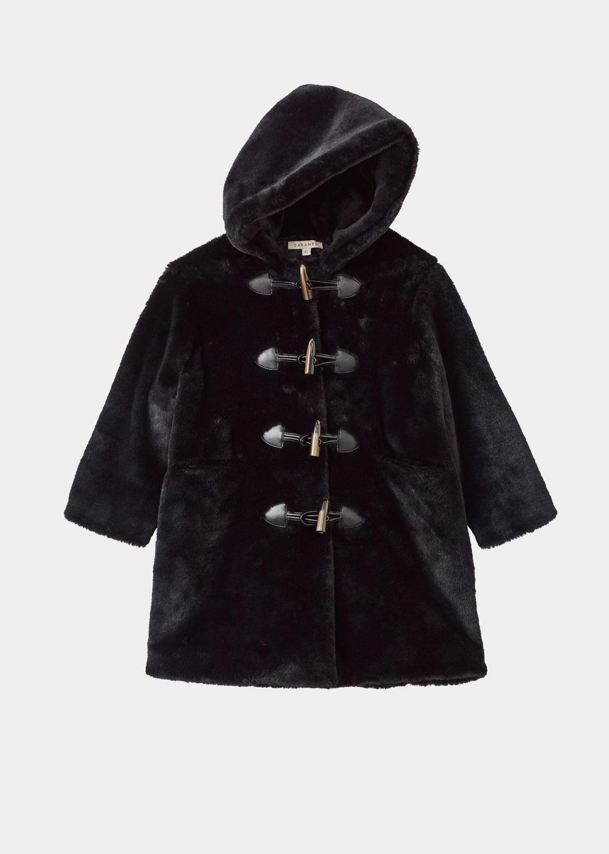 EZRA GIRL'S FAUX FUR COAT - BLACK