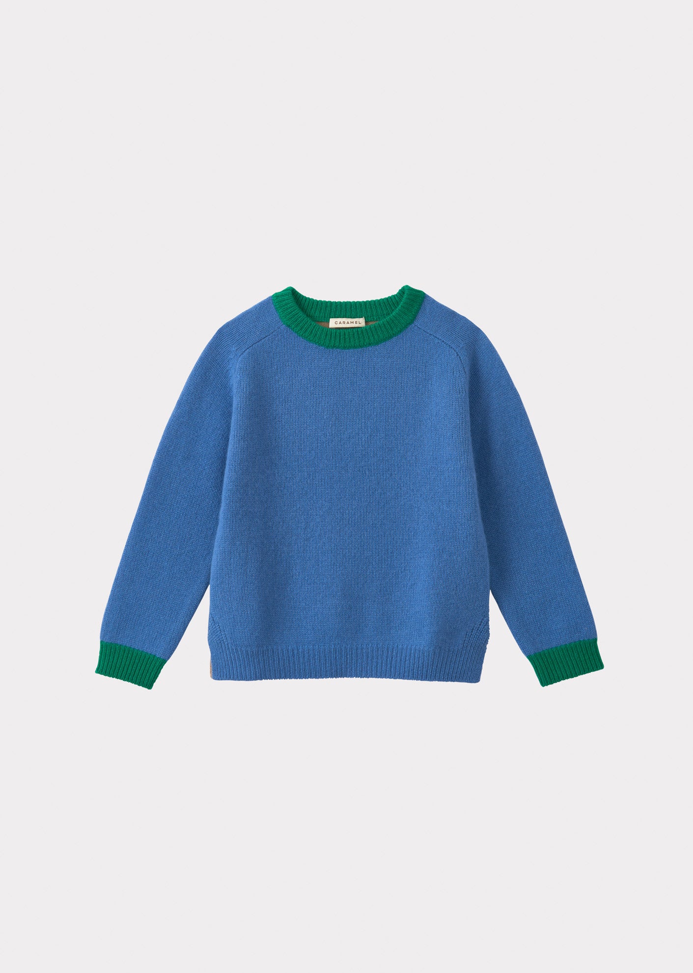 FENNEL CHILDREN'S CASHMERE JUMPER - BLUE/CAMEL