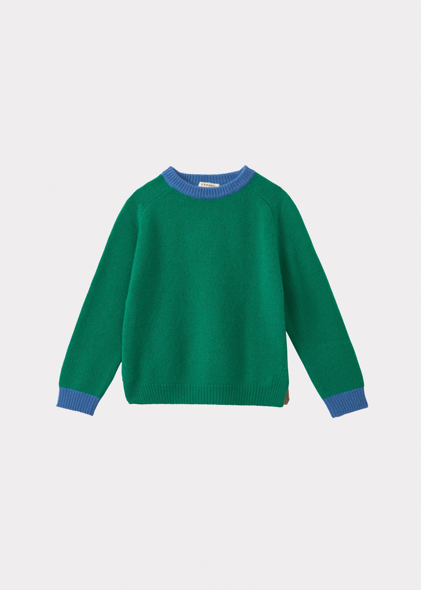 FENNEL CHILDREN'S CASHMERE JUMPER - GREEN/CAMEL