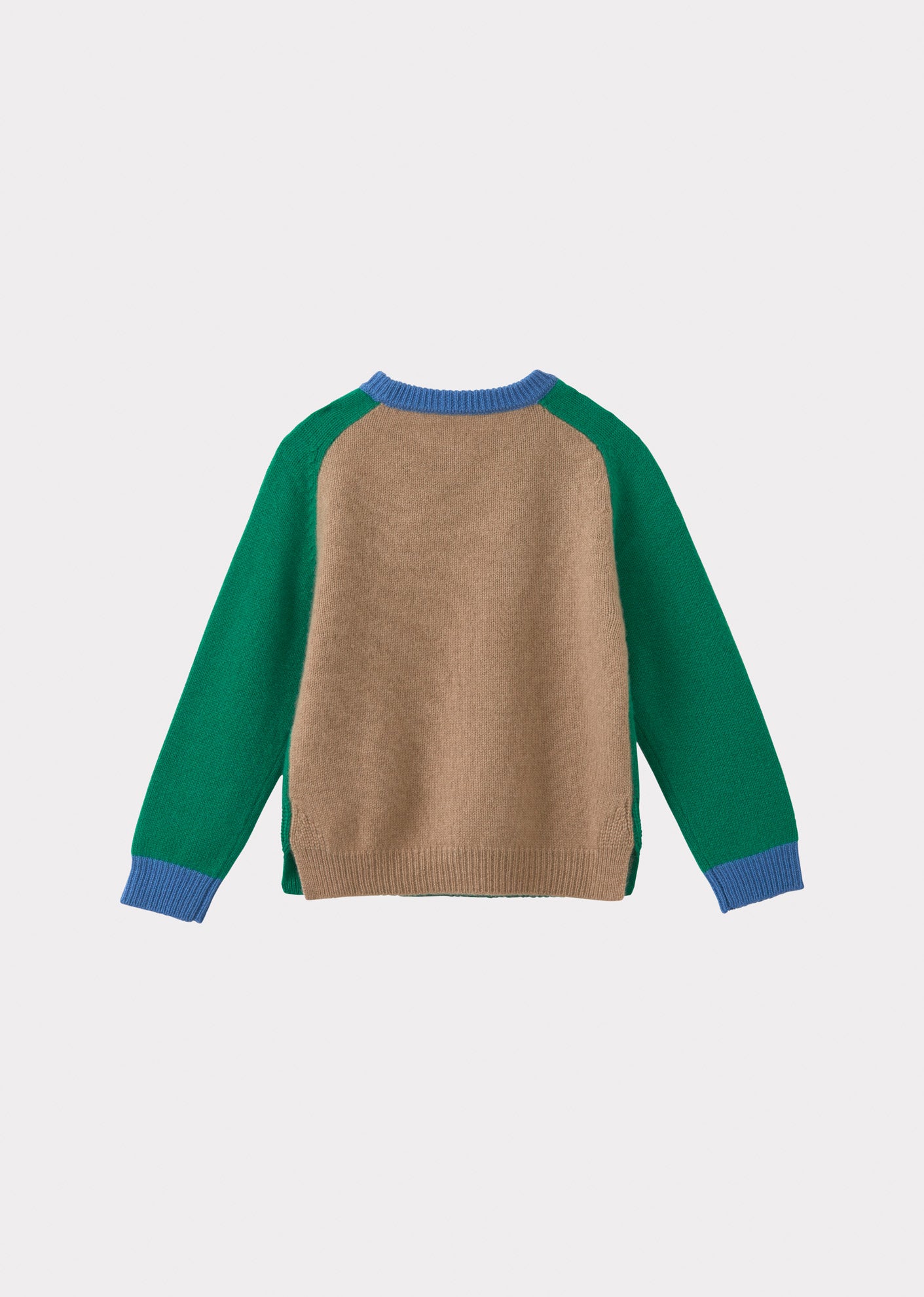 FENNEL CHILDREN'S CASHMERE JUMPER - GREEN/CAMEL