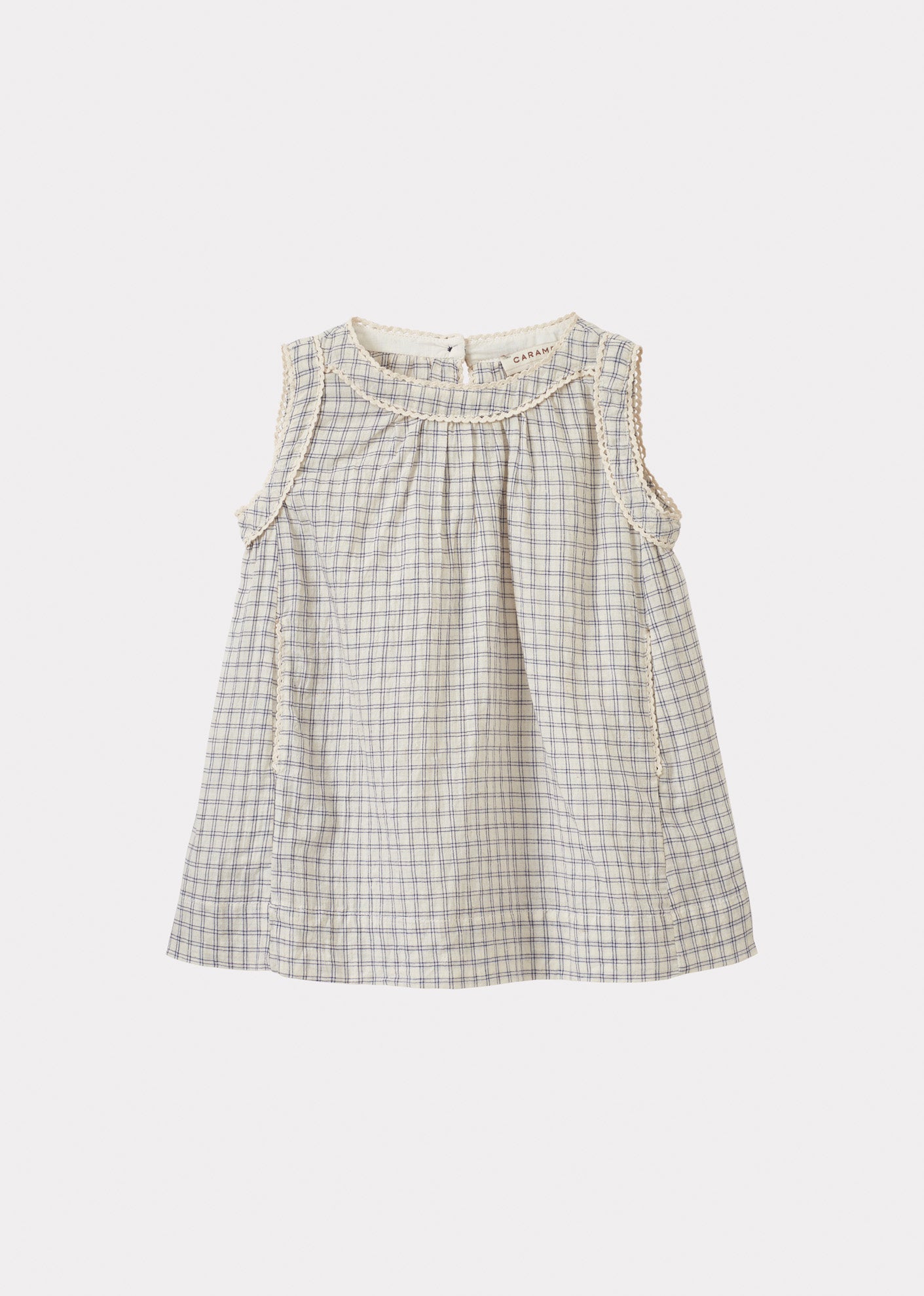 GINGER BABY COTTON DRESS - WHITE / NAVY CHECK