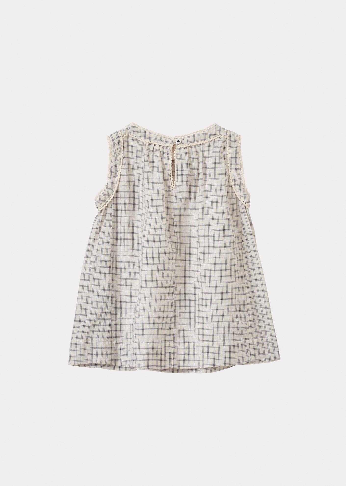GINGER BABY COTTON DRESS - WHITE / NAVY CHECK