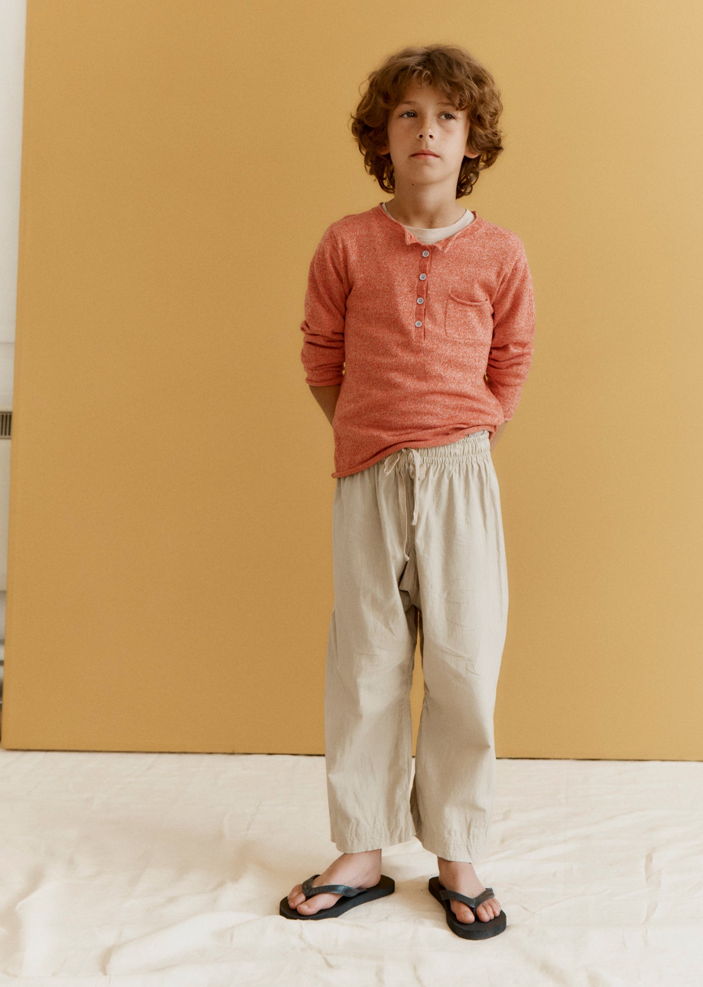 GOLDFINCH CHILDREN'S COTTON JUMPER - TOMATO MELANGE