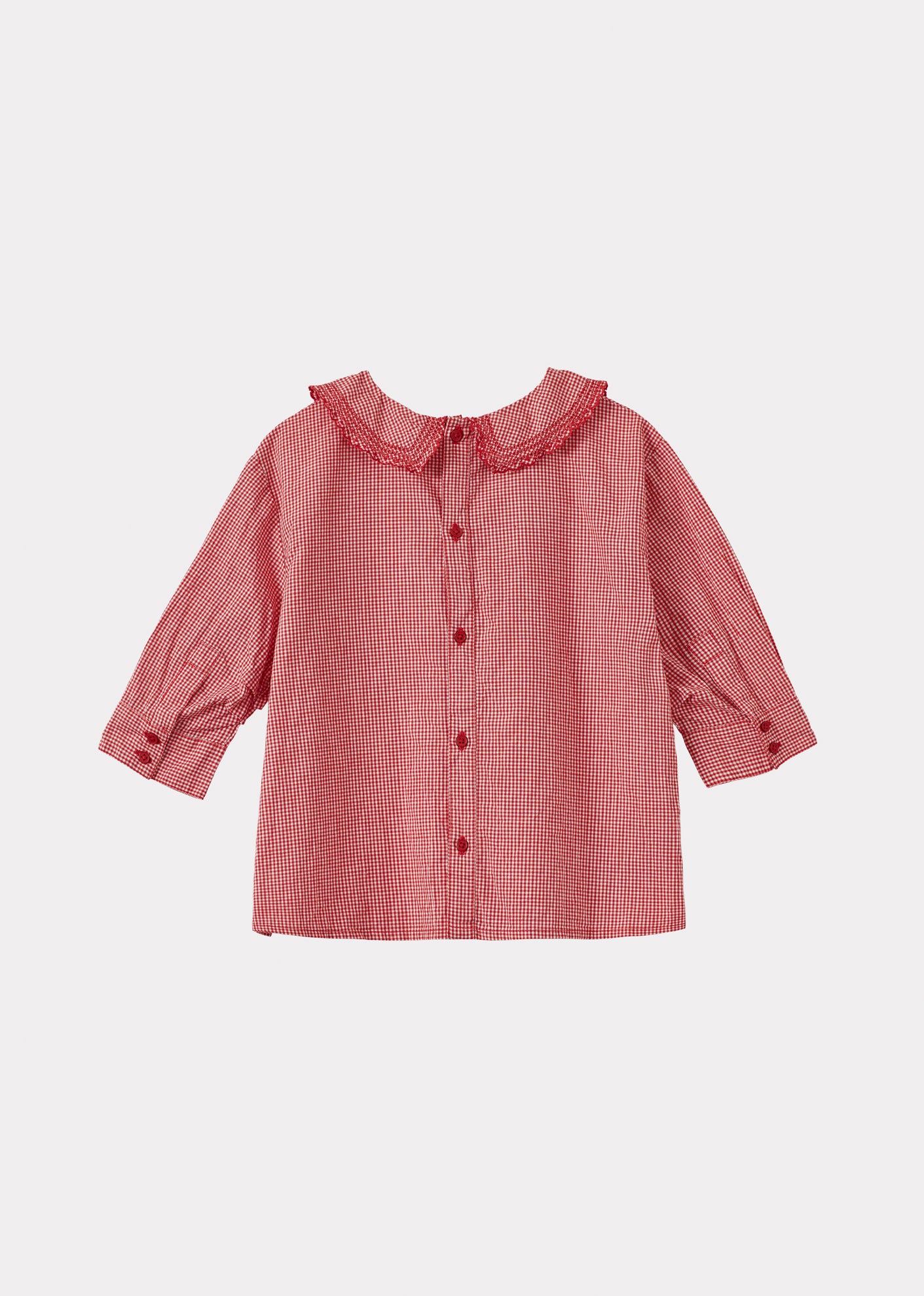 HARPER GIRL'S COTTON BLOUSE - GINGHAM RED / WHITE