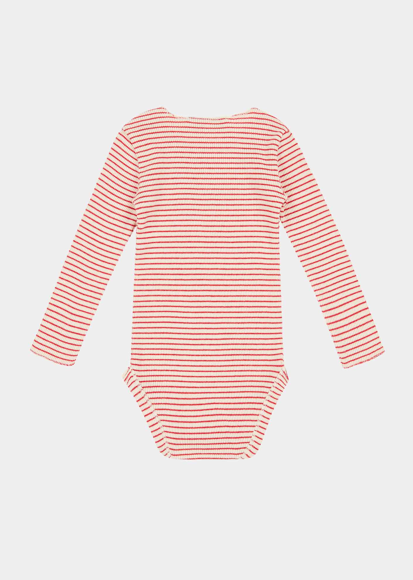 HANAU BABY COTTON ROMPER - REDCURRANT / CREAM