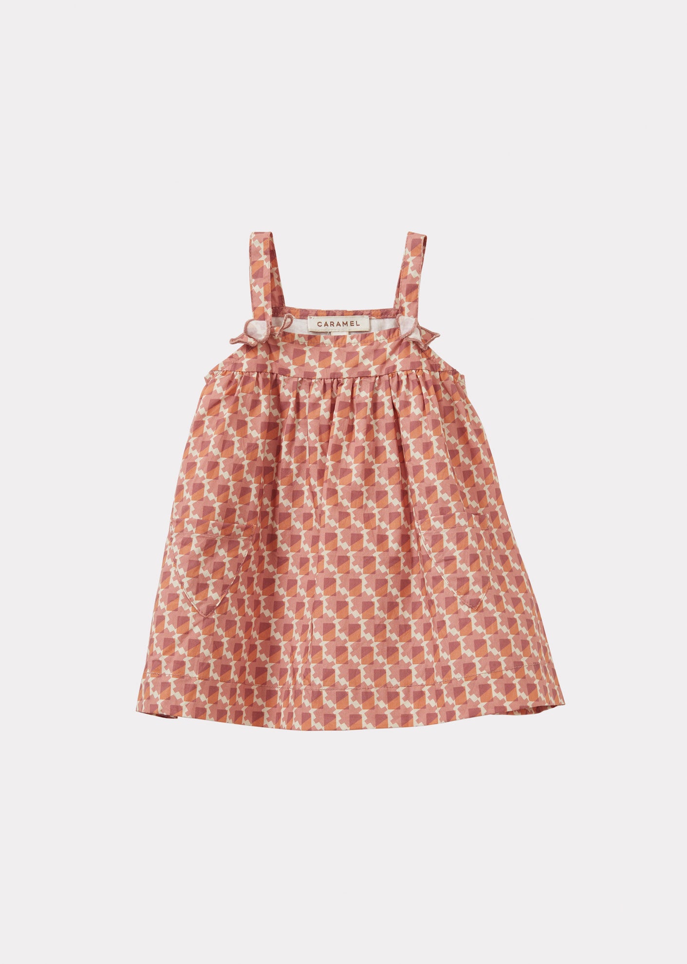 IBERA BABY GIRL'S COTTON DRESS - MAUVE GEO PRINT