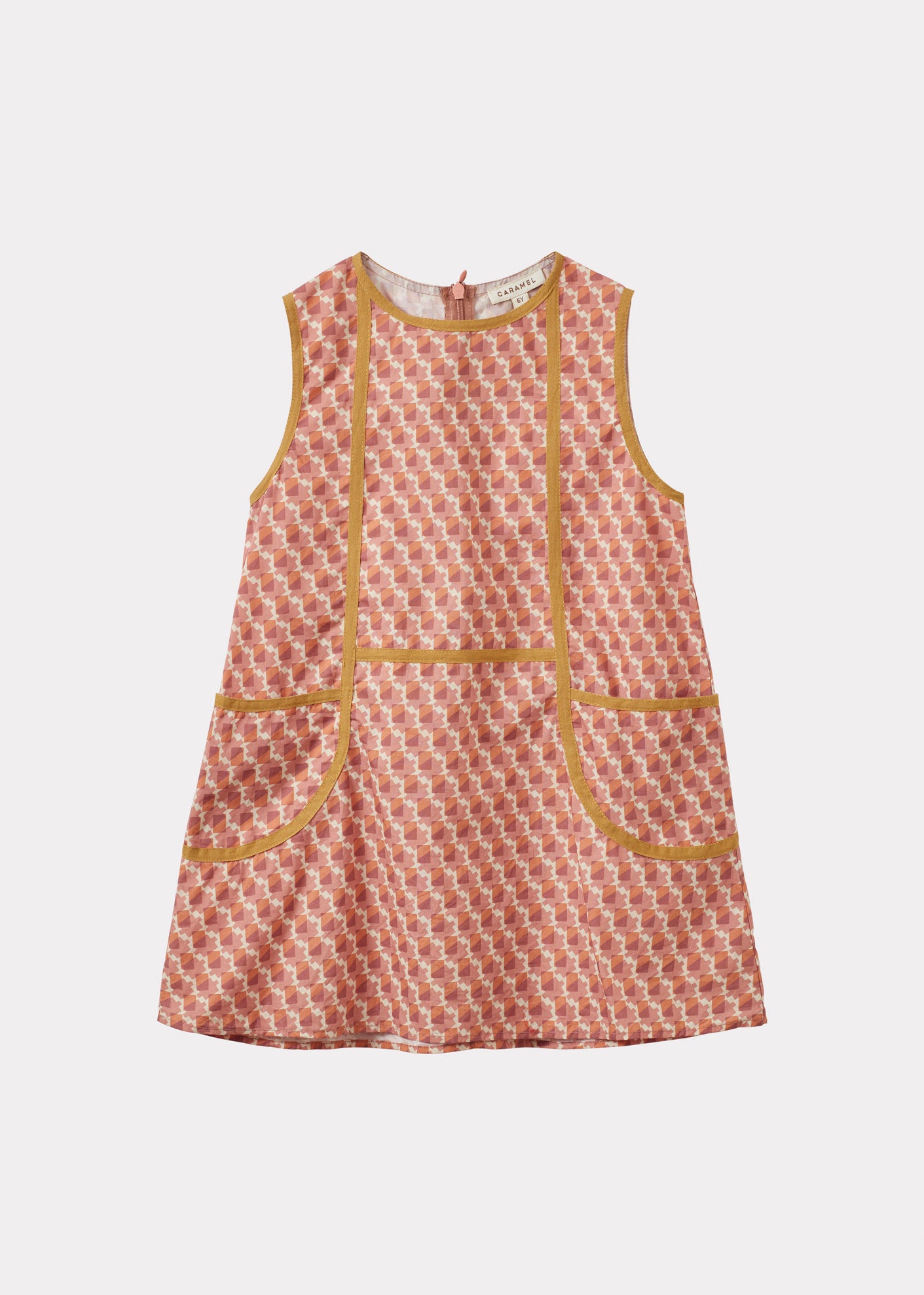 IRIE GIRL'S COTTON POPLIN DRESS - MAUVE GEO PRINT