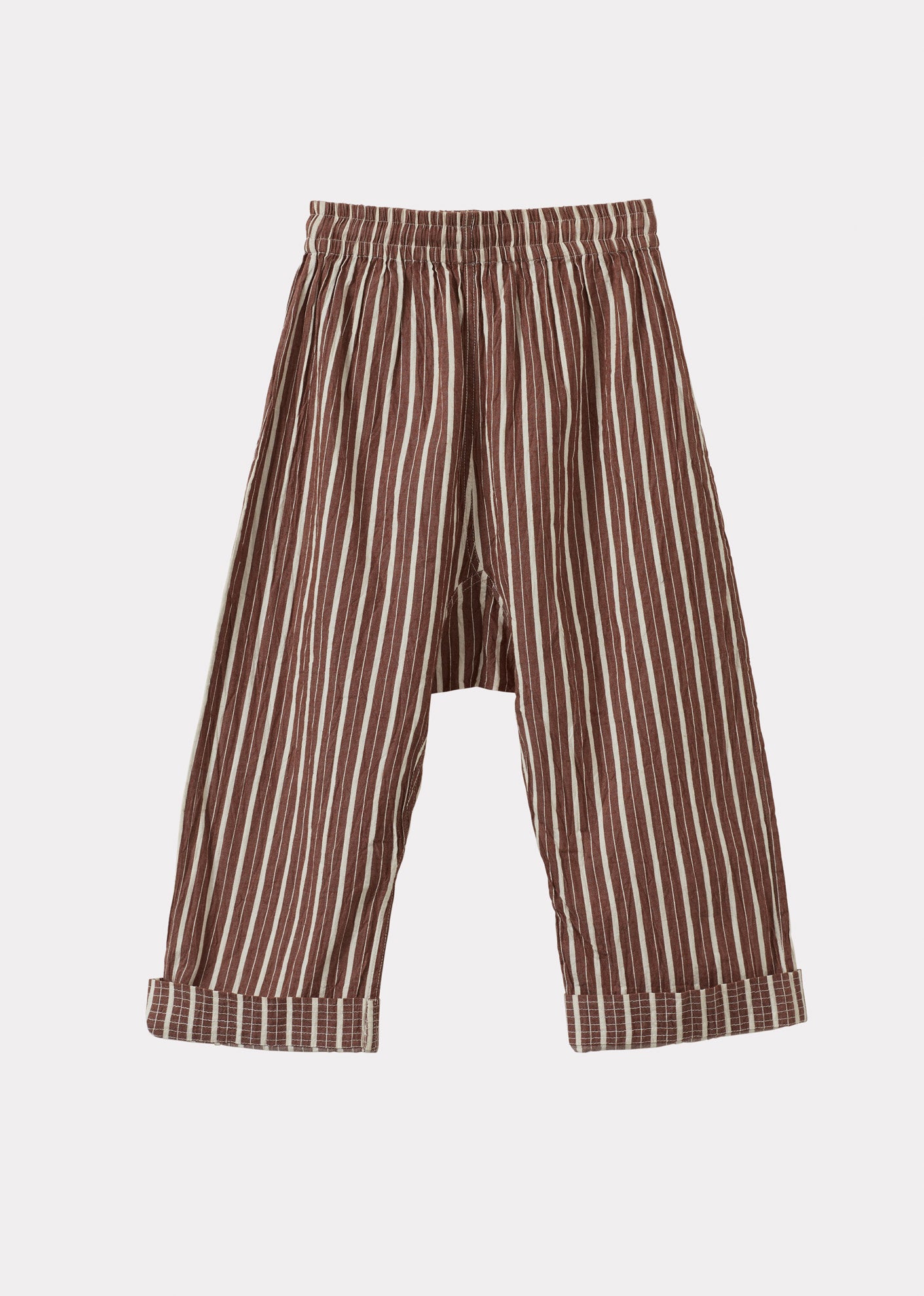 JUDO CHILDREN'S LINEN TROUSERS - CHOCOLATE STRIPE