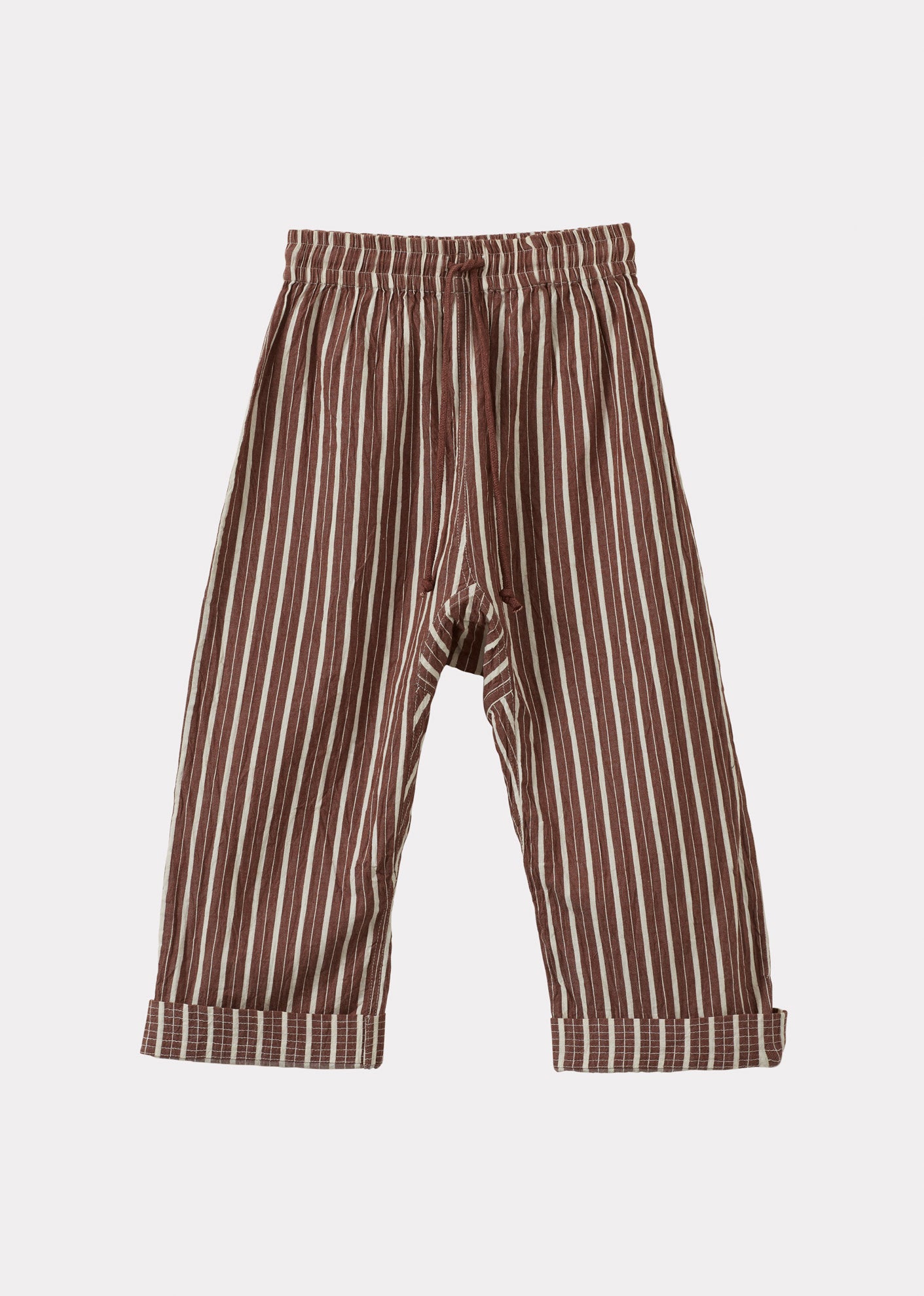 JUDO CHILDREN'S LINEN TROUSERS - CHOCOLATE STRIPE