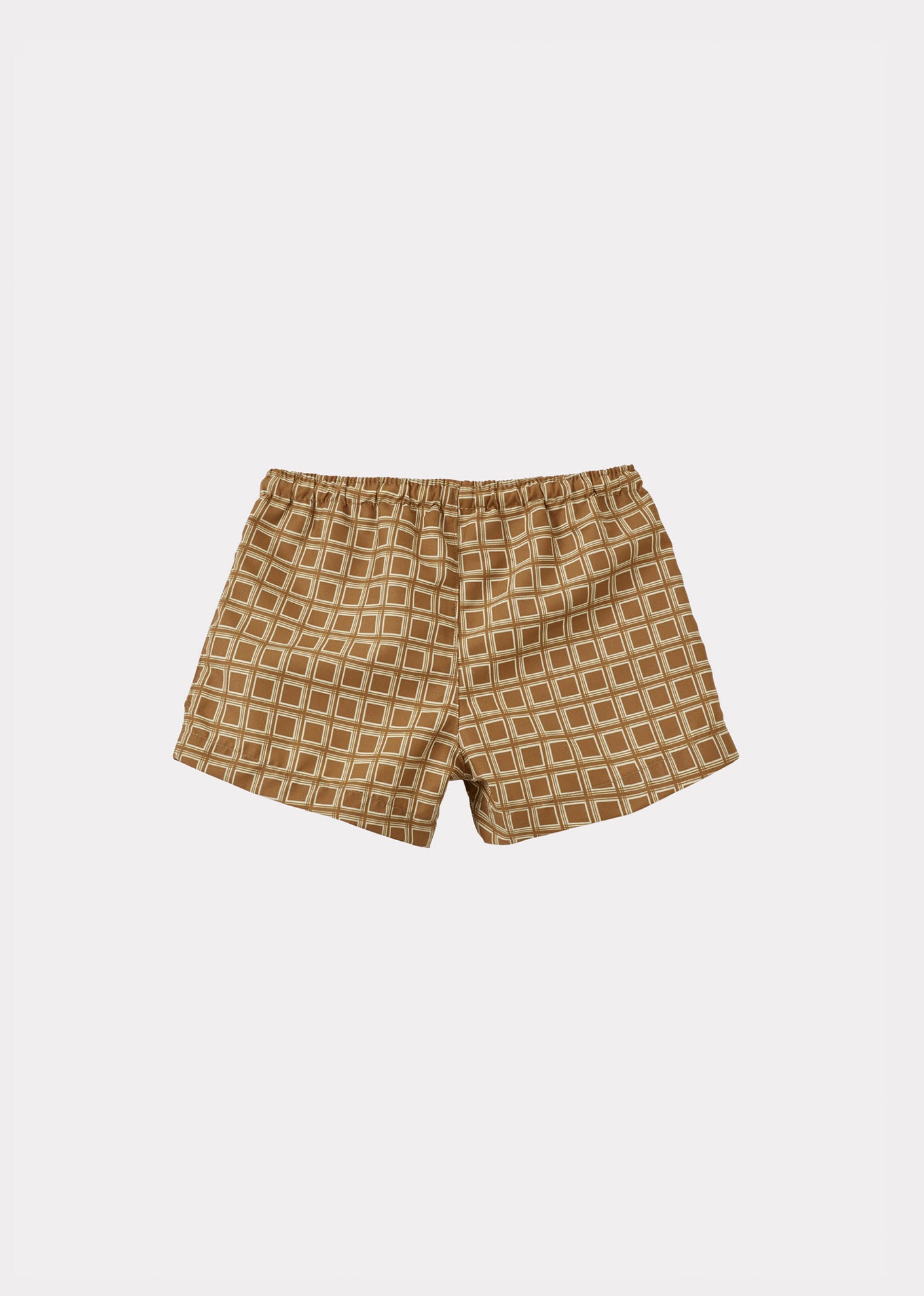 KOHLRABI BABY SWIM SHORTS - BROWN GEO PRINT