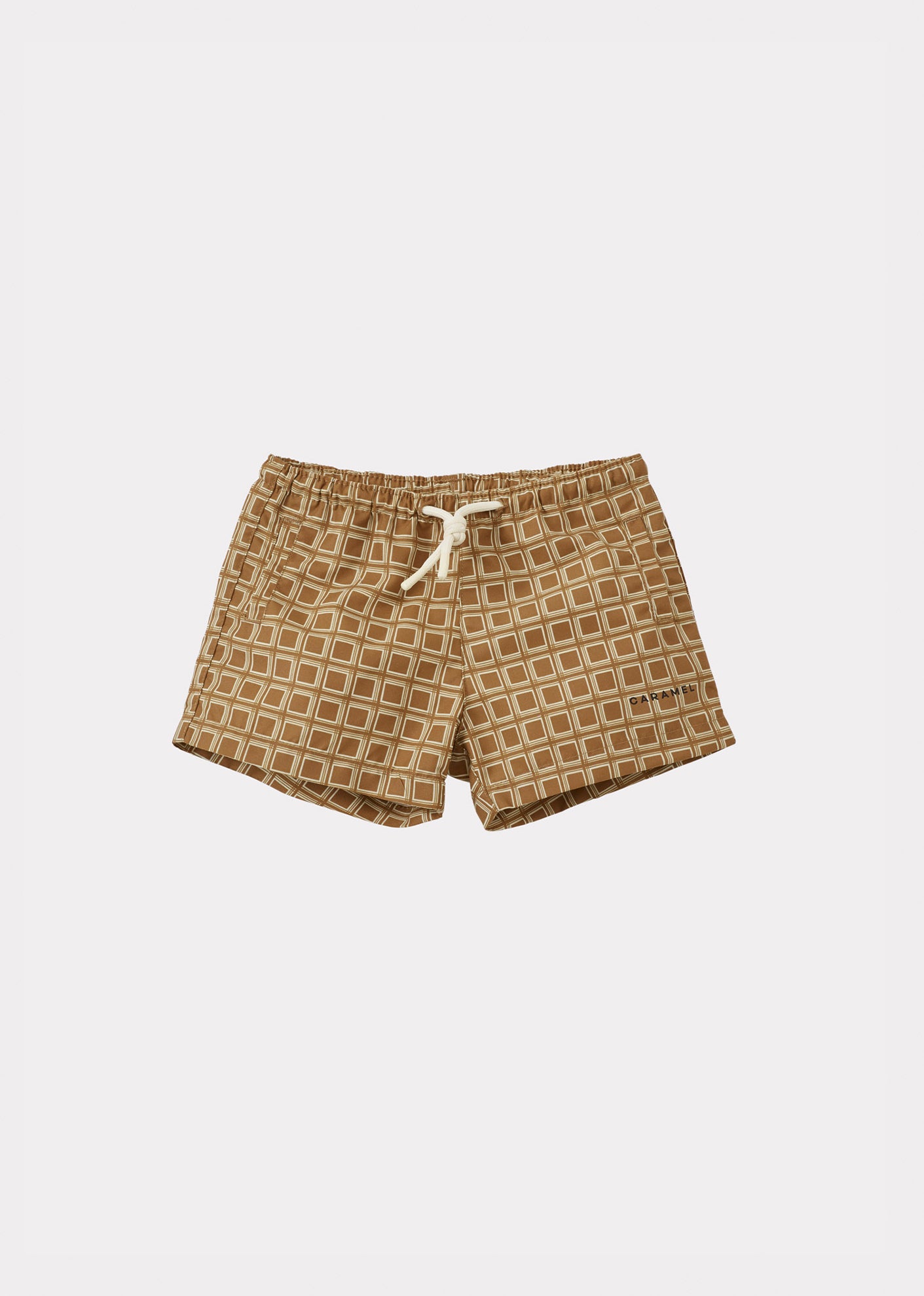 KOHLRABI BABY SWIM SHORTS - BROWN GEO PRINT
