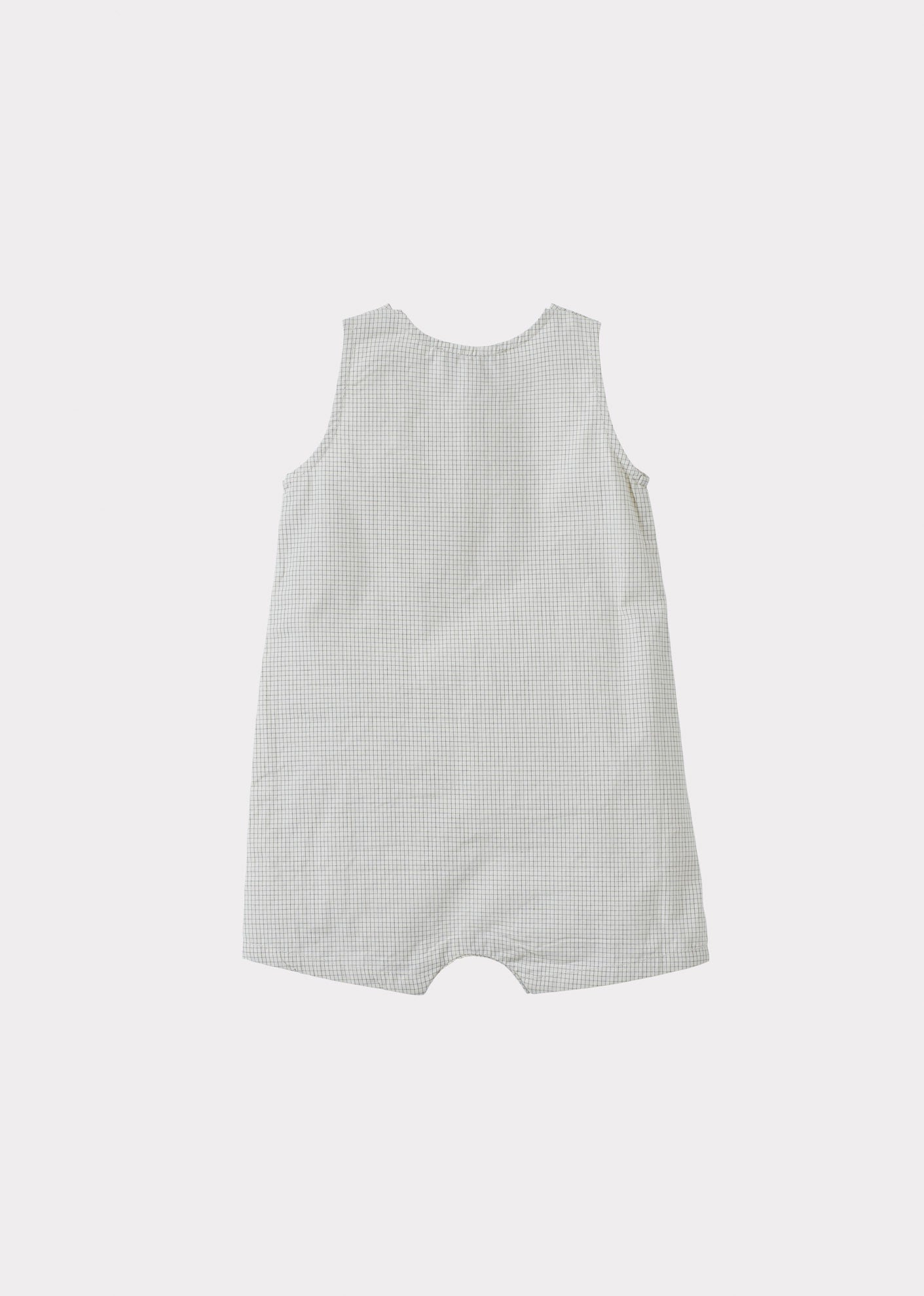 KURRAT BABY COTTON ROMPER - OFF-WHITE / BLACK MICRO-CHECK