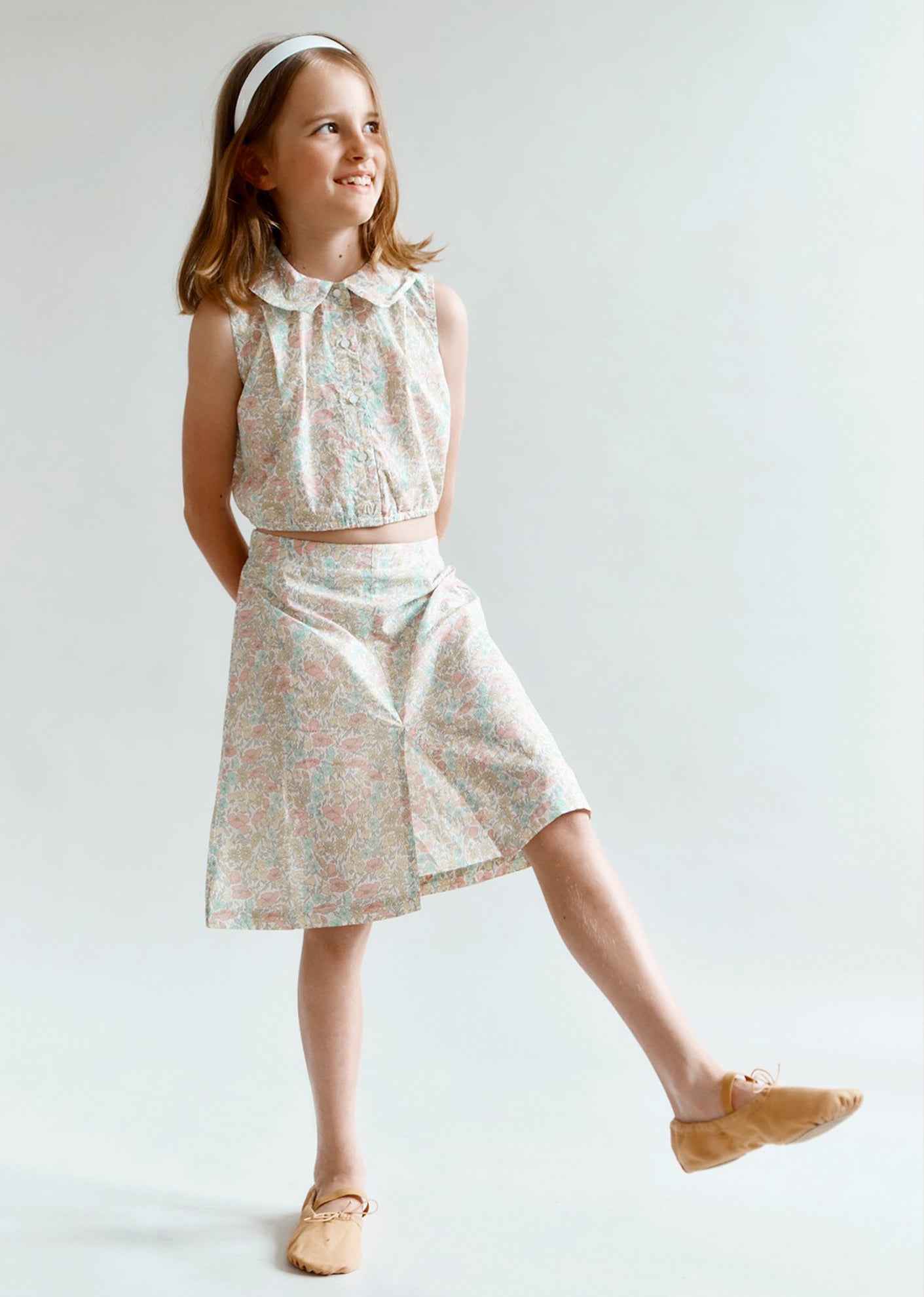 LAINA GIRL'S TOP - LIBERTY POPPY AND DAISY PRINT