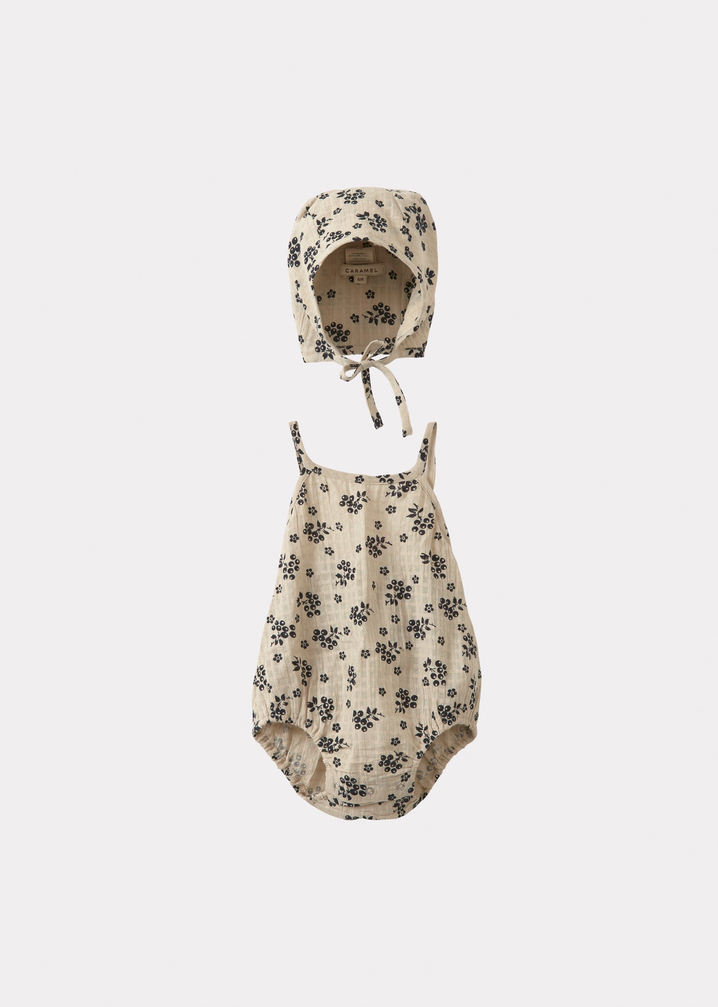 LAVENDULA BABY COTTON ROMPER AND BONNET SET - BERRY BUD
