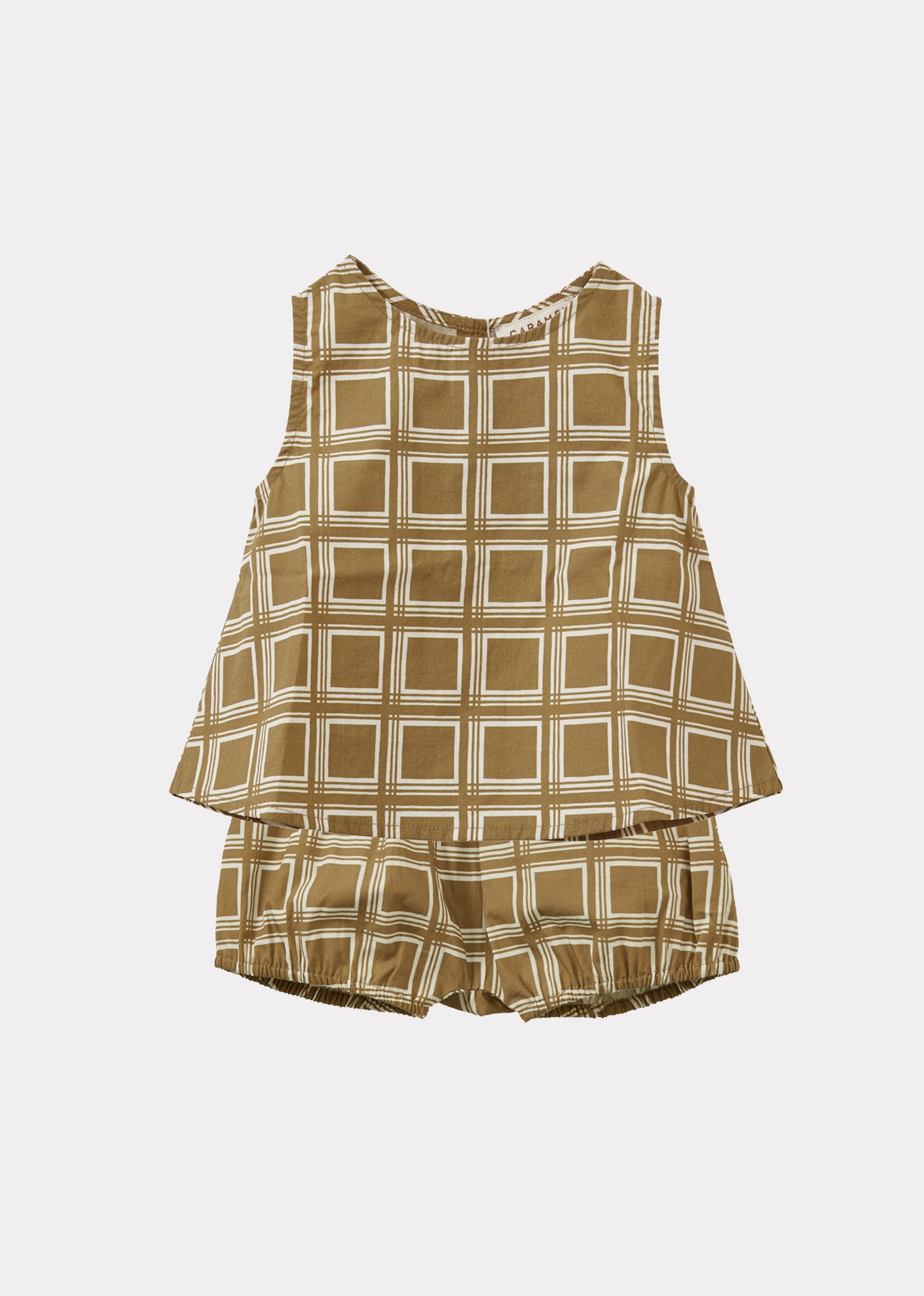 LETTUCE BABY COTTON POPLIN TOP AND SHORTS SET - BROWN GEO PRINT