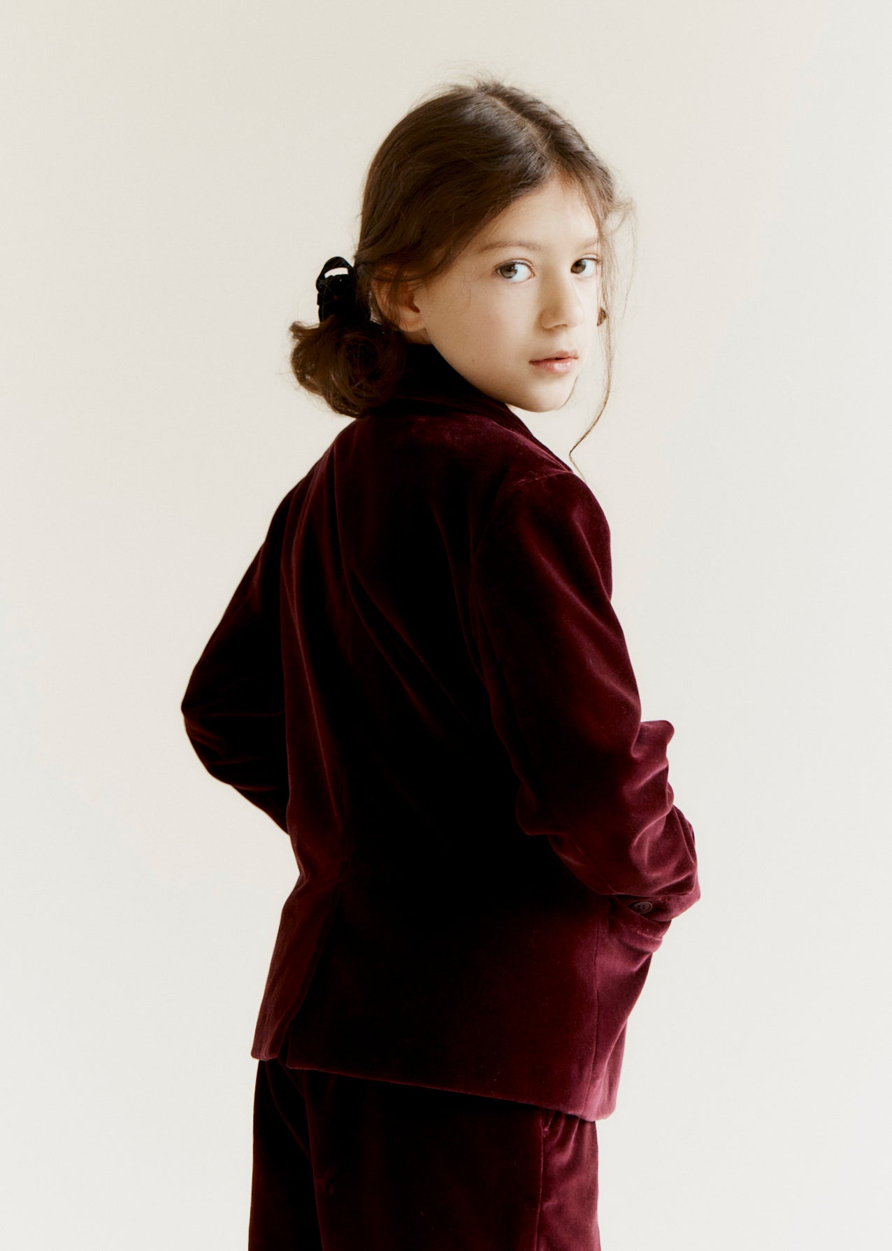 MAGPIE CHILDREN'S COTTON VELVET BLAZER - BURGUNDY