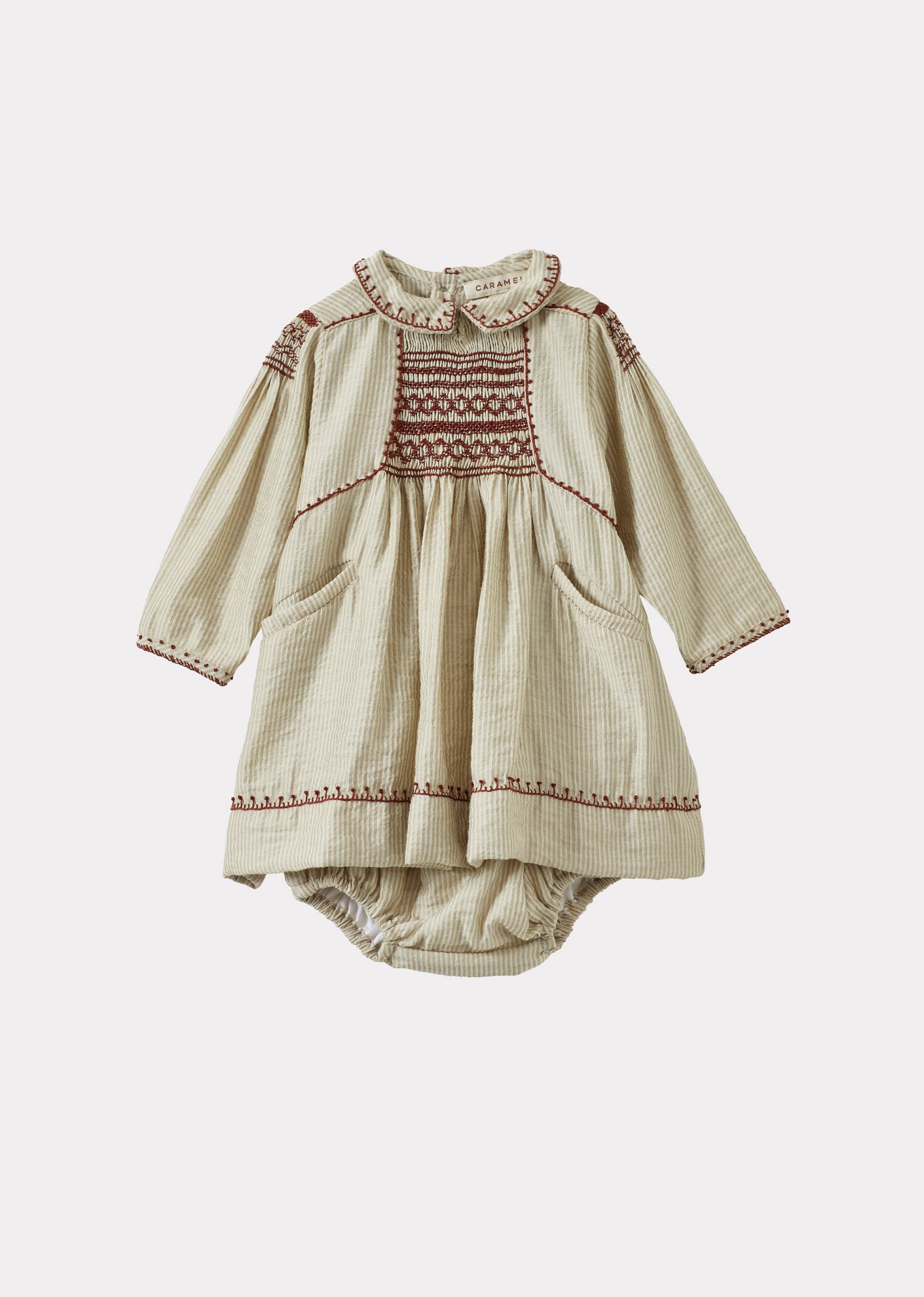 MATILDE BABY DRESS - TAUPE STRIPE