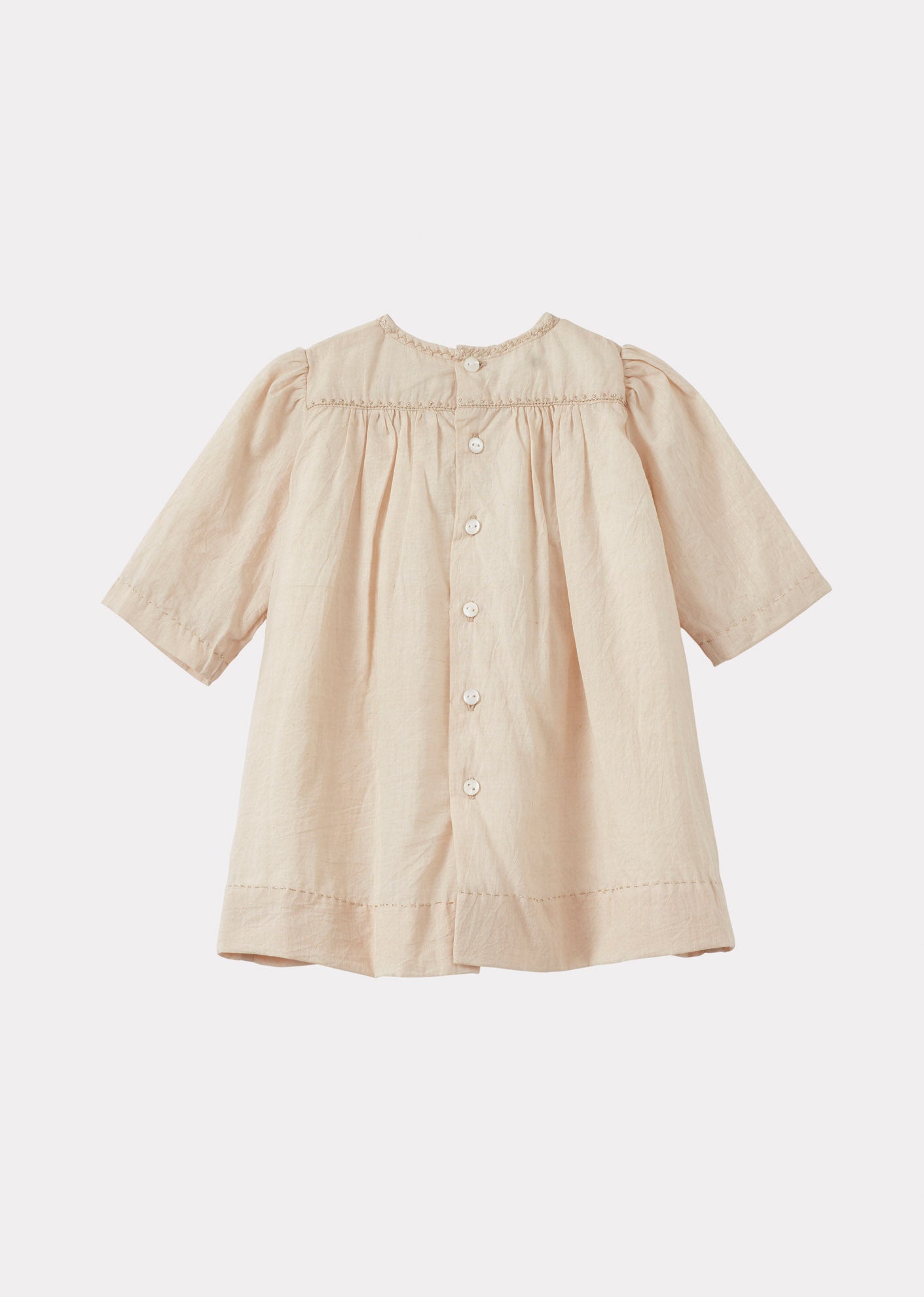 MARS BABY GIRL'S COTTON HAND-SMOCKED DRESS - TEA