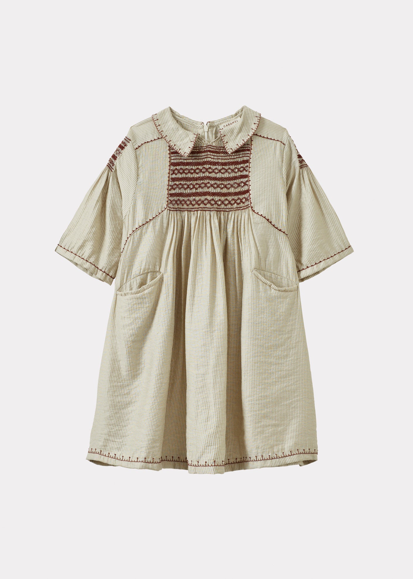 MATILDE GIRL'S DRESS - TAUPE STRIPE