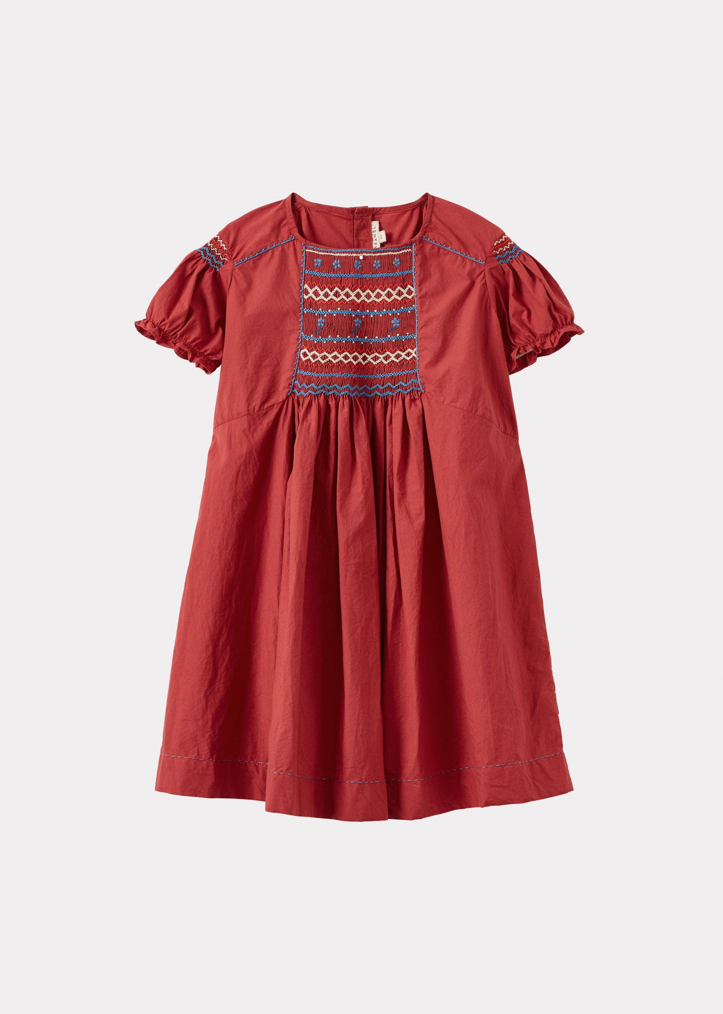 Caramel Luxury Moringa Girl'S Cotton Dress - Berry / Red