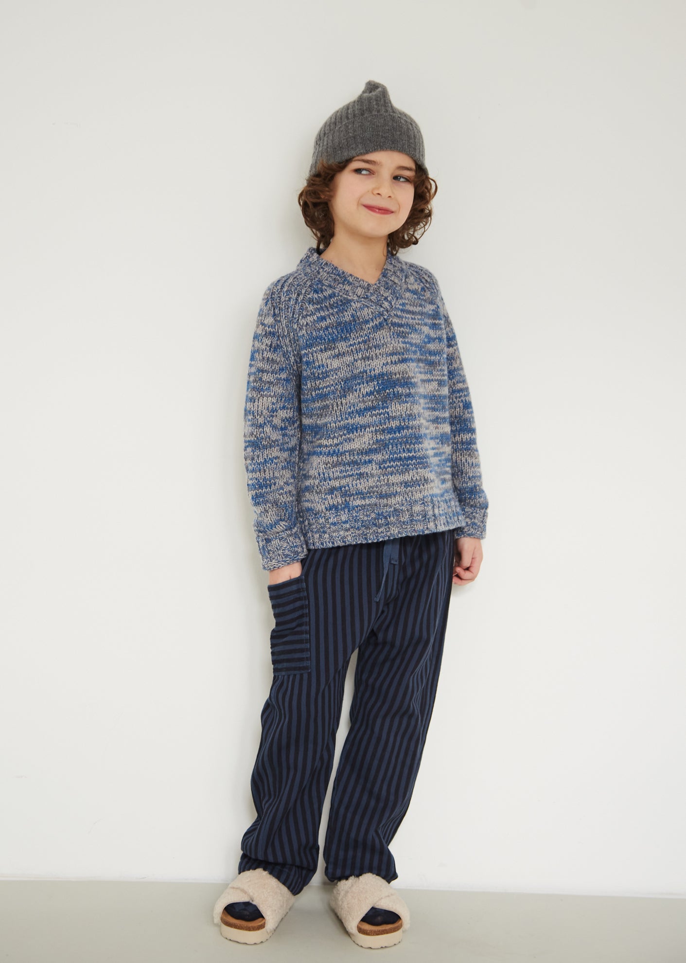 MULU KIDS JUMPER - BLUE/ GREY MOULINE 1