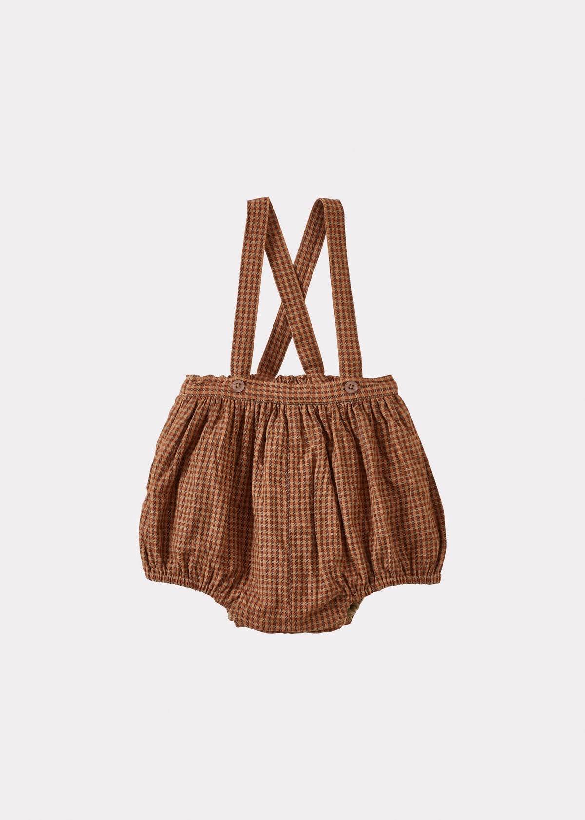 MUSA BABY LINEN ROMPER - RUST PLAID