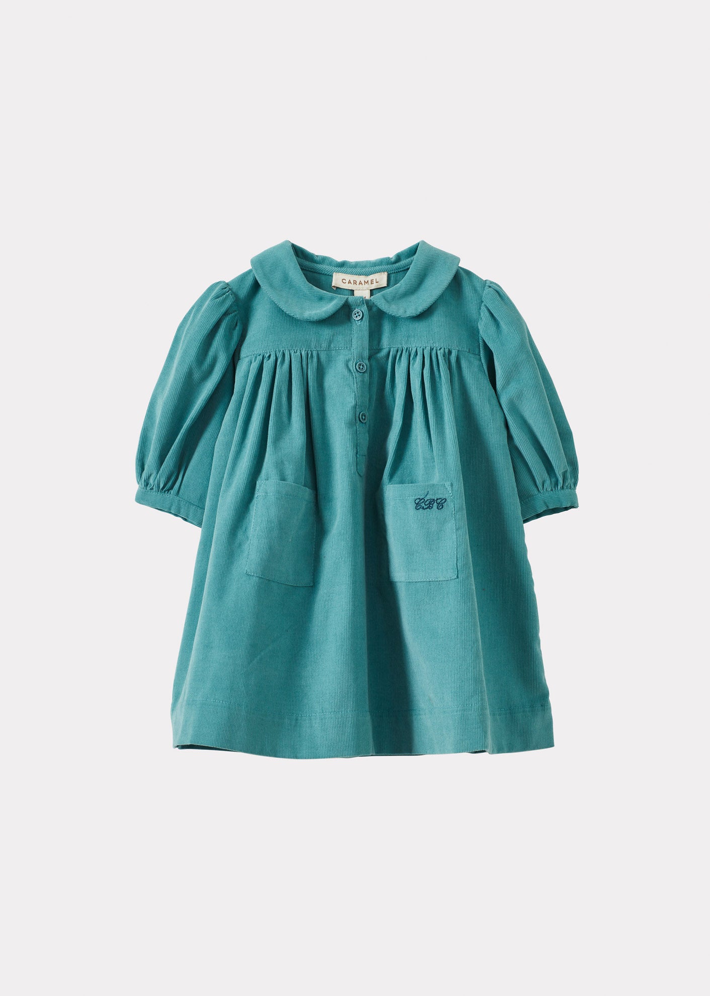 NINA BABY COTTON CORDUROY DRESS - TURQUOISE