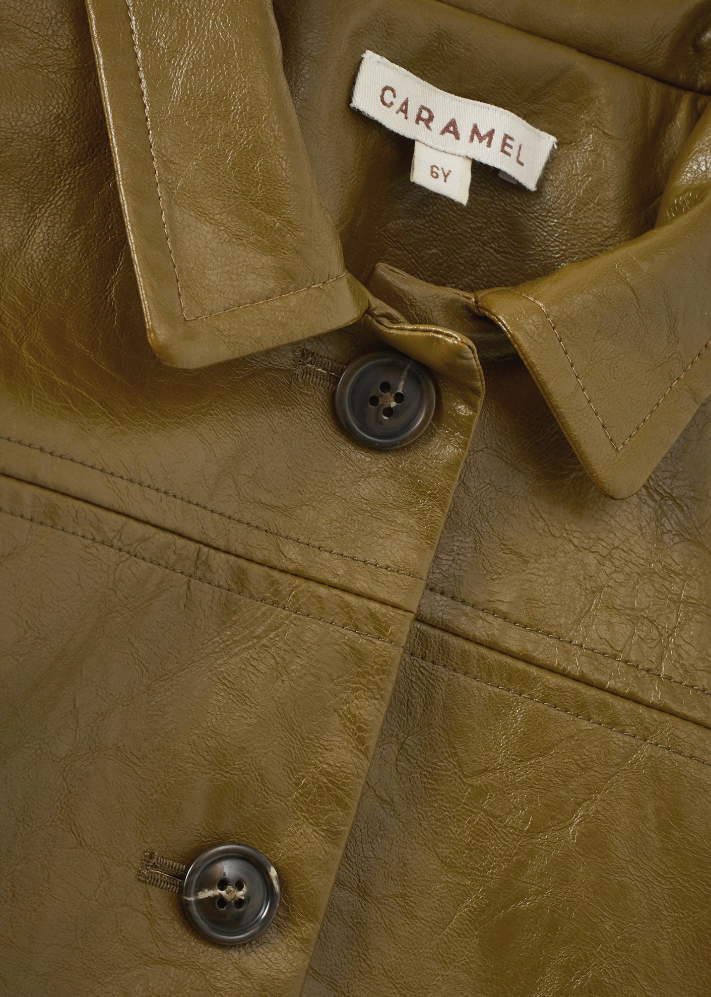 OSWIN CHILDREN'S VEGAN LEATHER JACKET - OLIVE