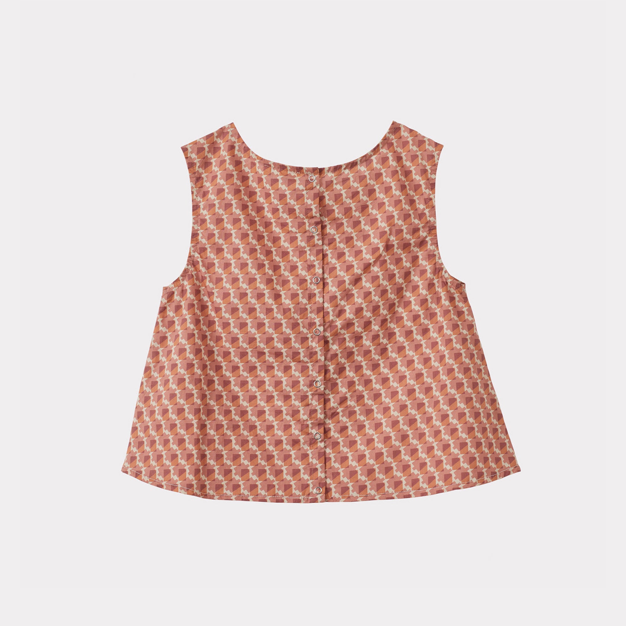 PEA GIRL'S TOP - MAUVE GEO PRINT