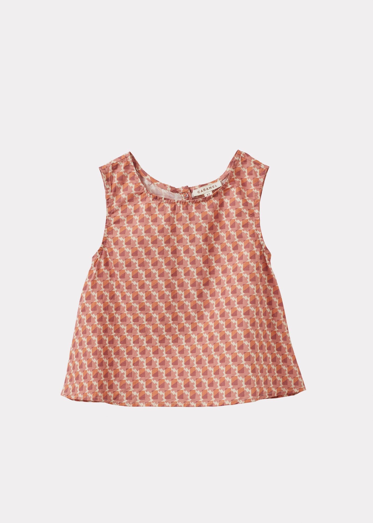 PEA GIRL'S TOP - MAUVE GEO PRINT