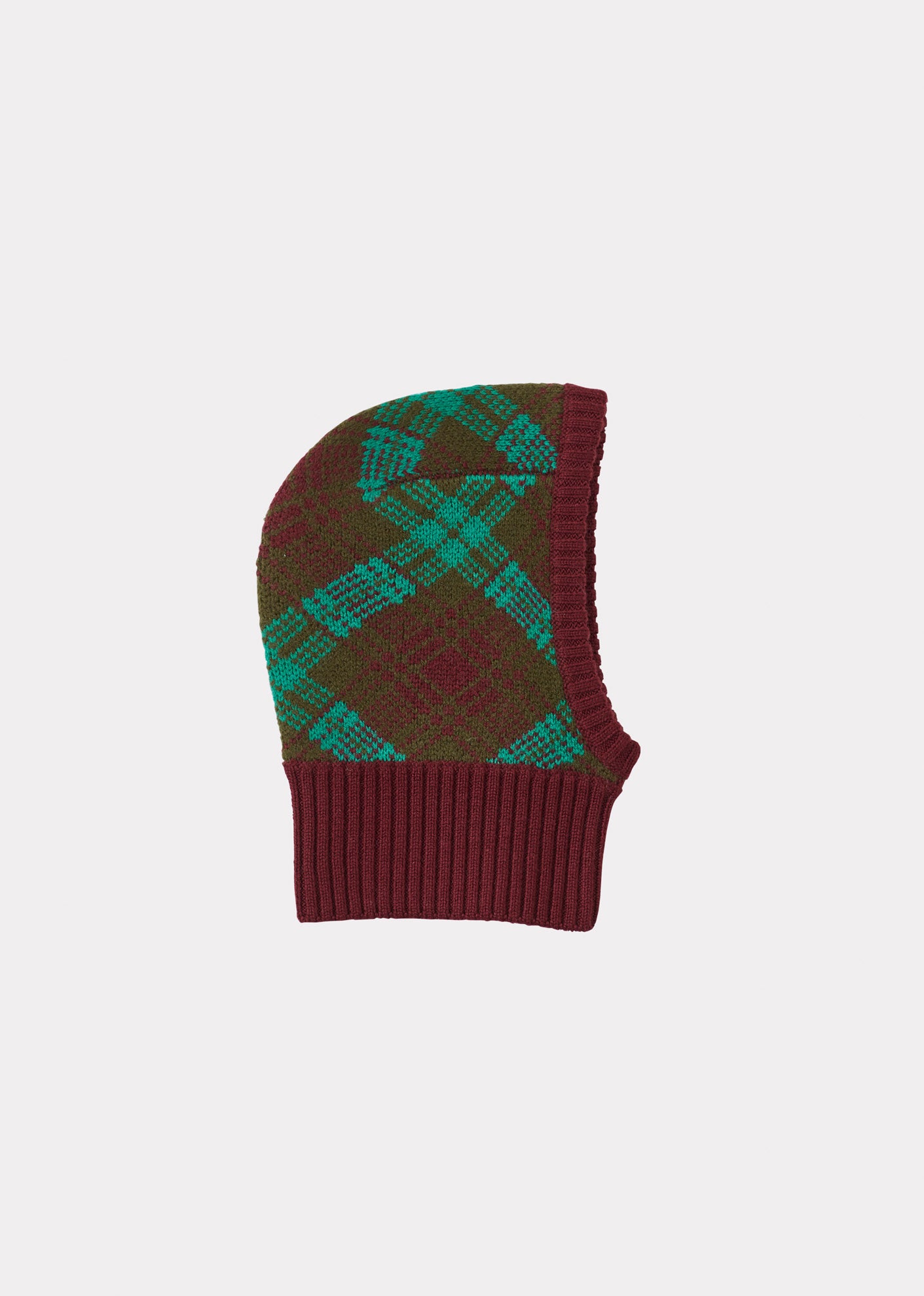 PLOMO CHILDREN'S MERINO WOOL BALACLAVA - KHAKI / BURGUNDY / GREEN