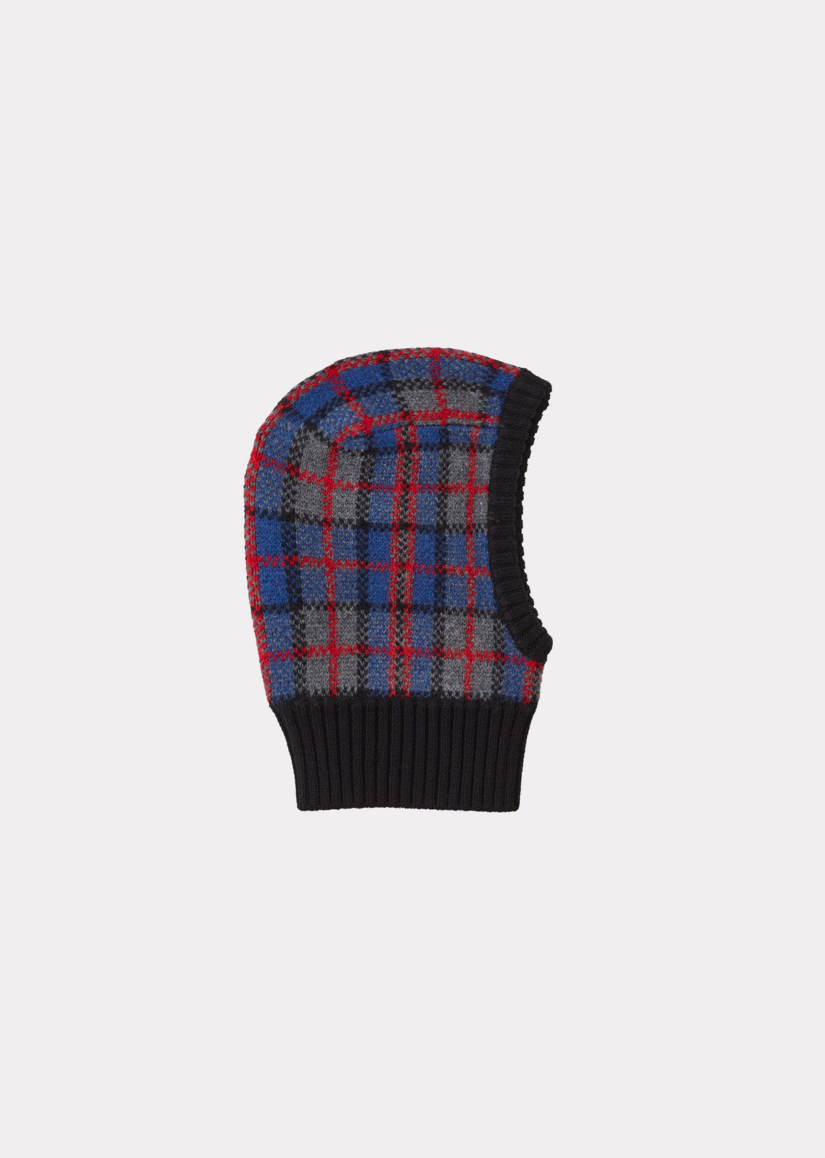 PLOMO BABY MERINO WOOL BALACLAVA - GREY BLUE & RED CHECK