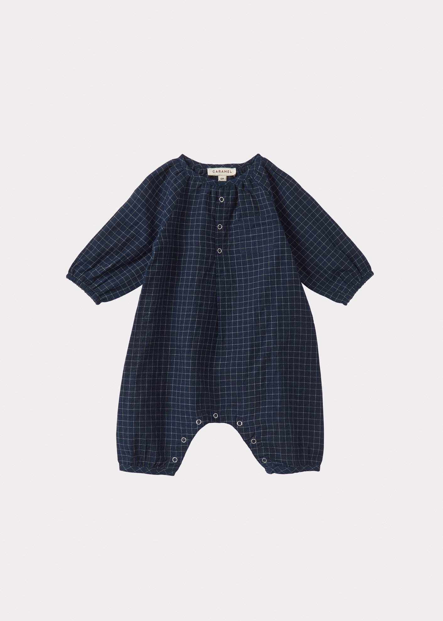 POPULUS BABY ROMPER - NAVY YARN DYED CHECK