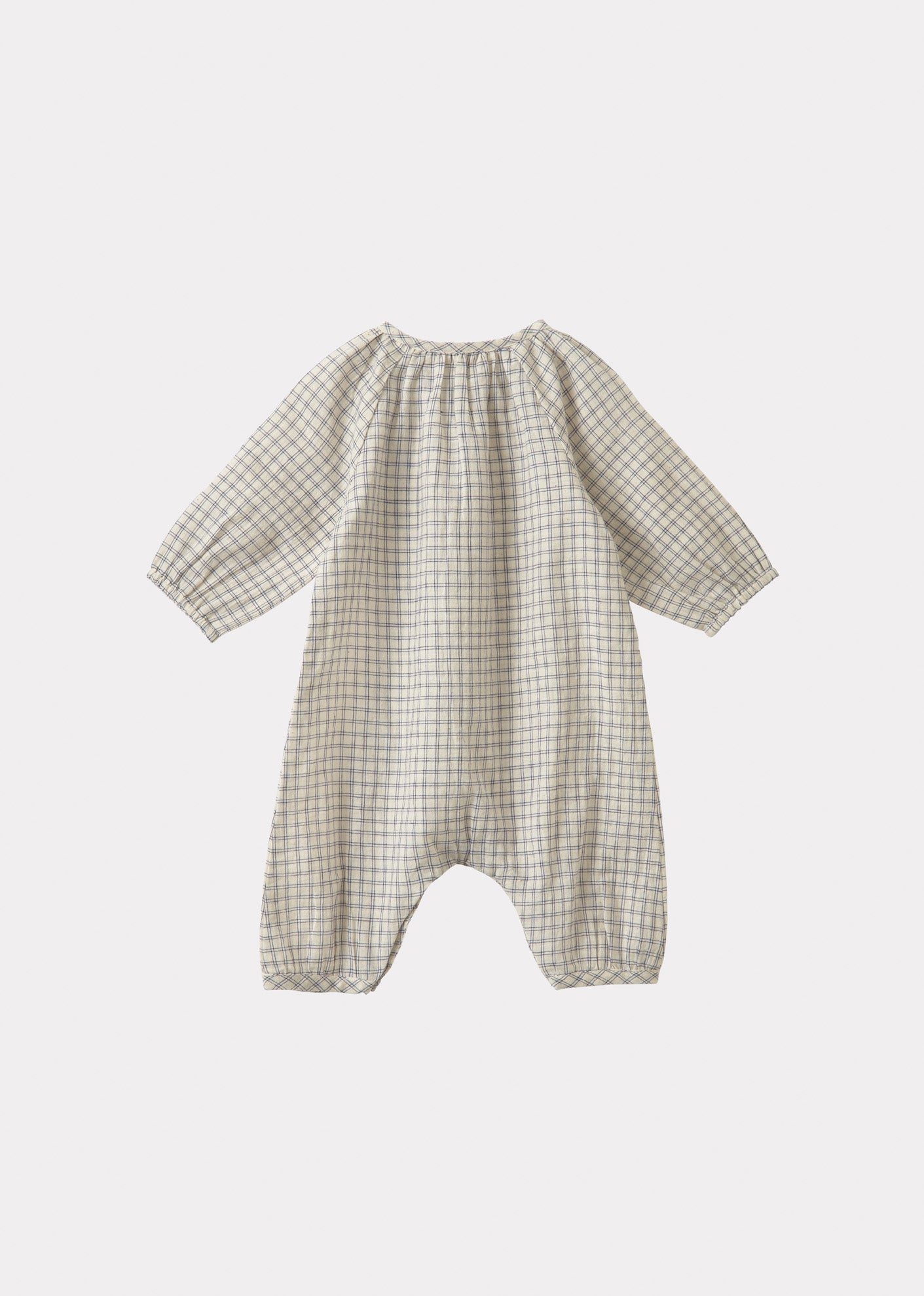 POPULUS BABY ROMPER - WHITE/NAVY CHECK