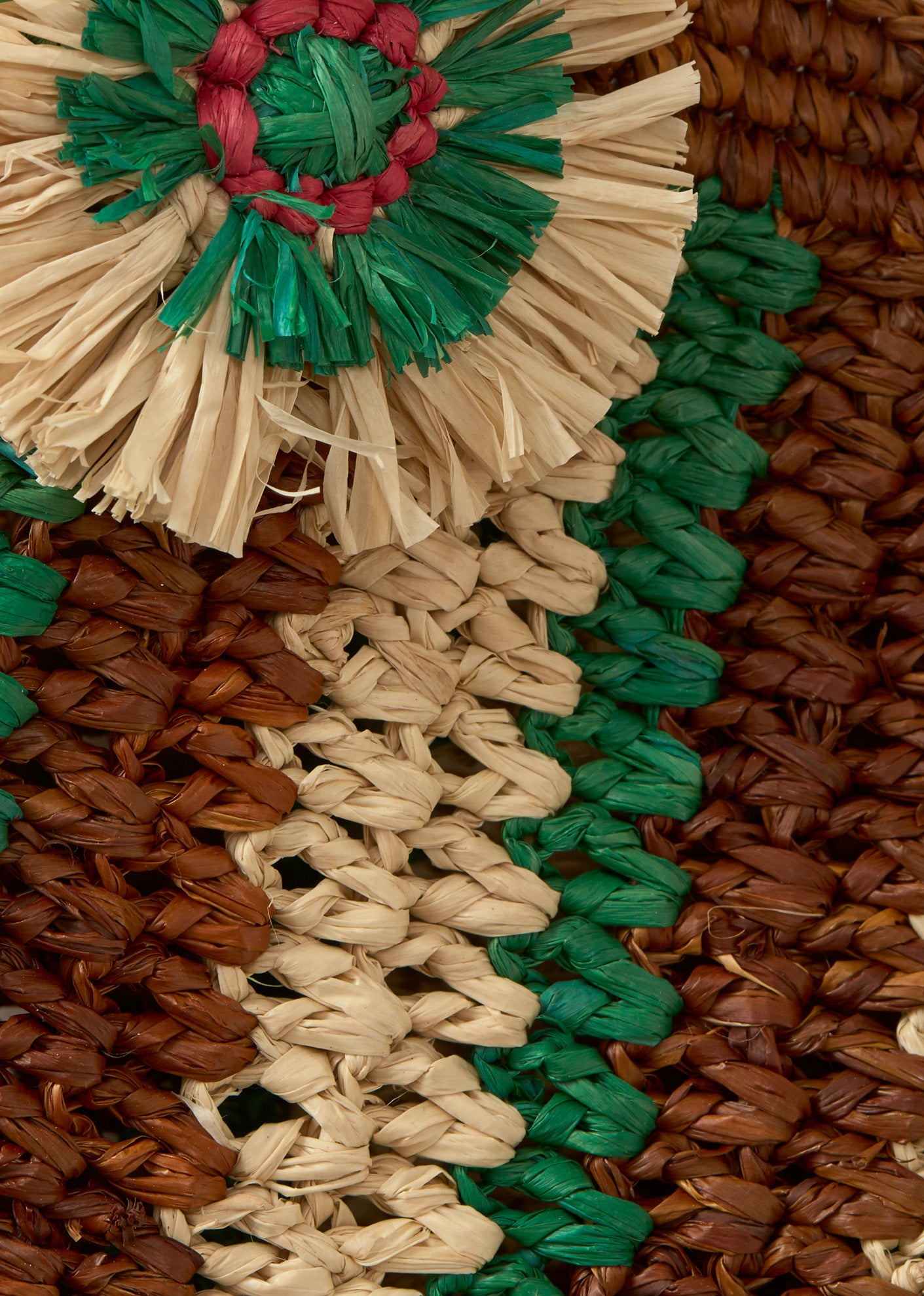 RAFFIA CROCHET BAG  - BROWN/GREEN