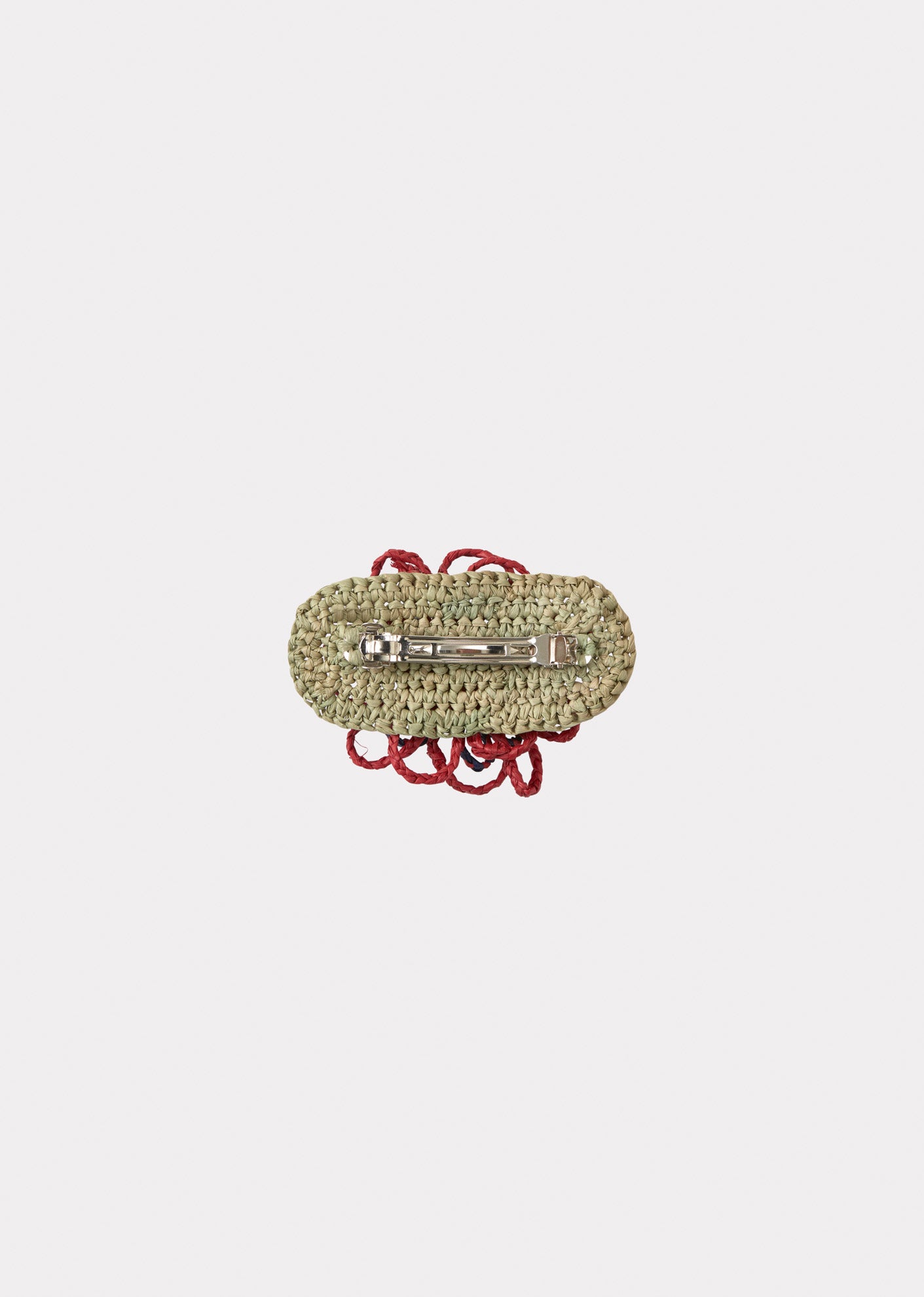 RAFFIA FLOWER BARRETTE HAIR CLIP - RED/BLUE