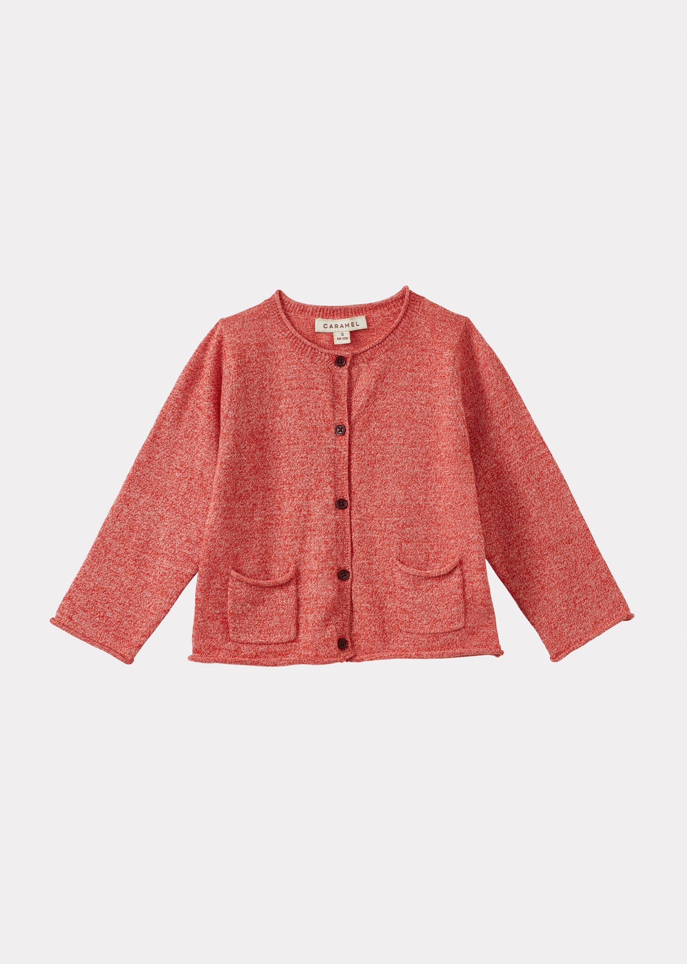 ROMILLY BABY COTTON CARDIGAN - TOMATO MELANGE