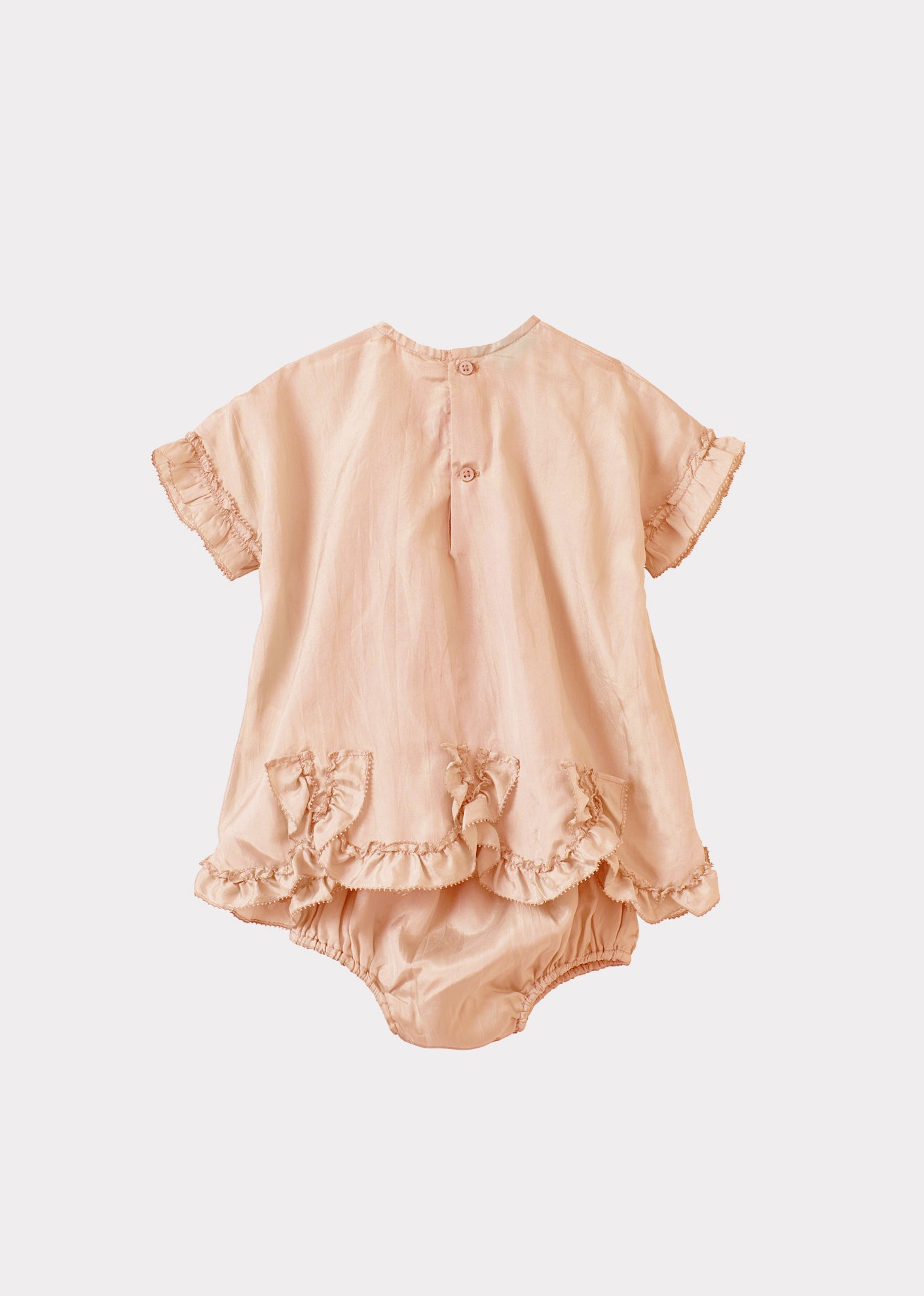 SERAPHINA BABY GIRL'S PARTY SILK DRESS AND BLOOMERS SET - PEACH
