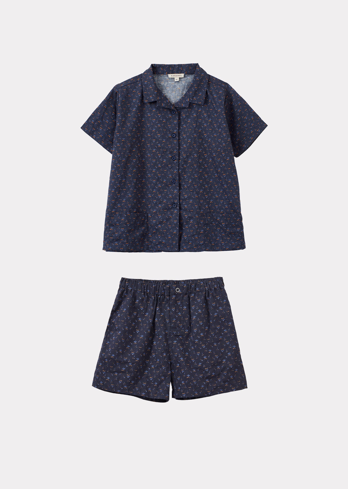 BAMBOO CHILDREN'S SHIRT AND SHORTS SET - PIXEL PRINT