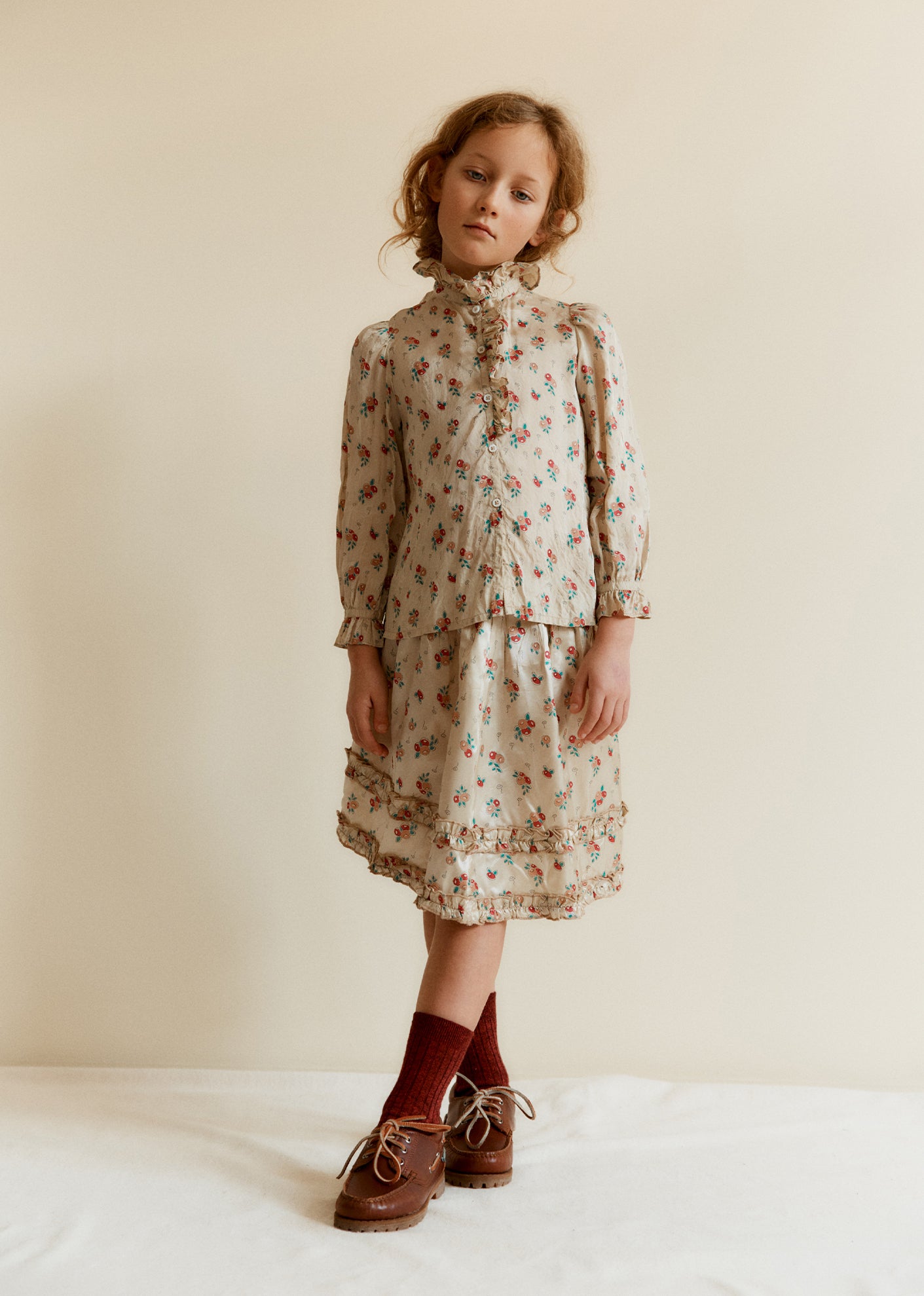 SEAGULL GIRL'S SKIRT - FLORAL CREAM / PINK