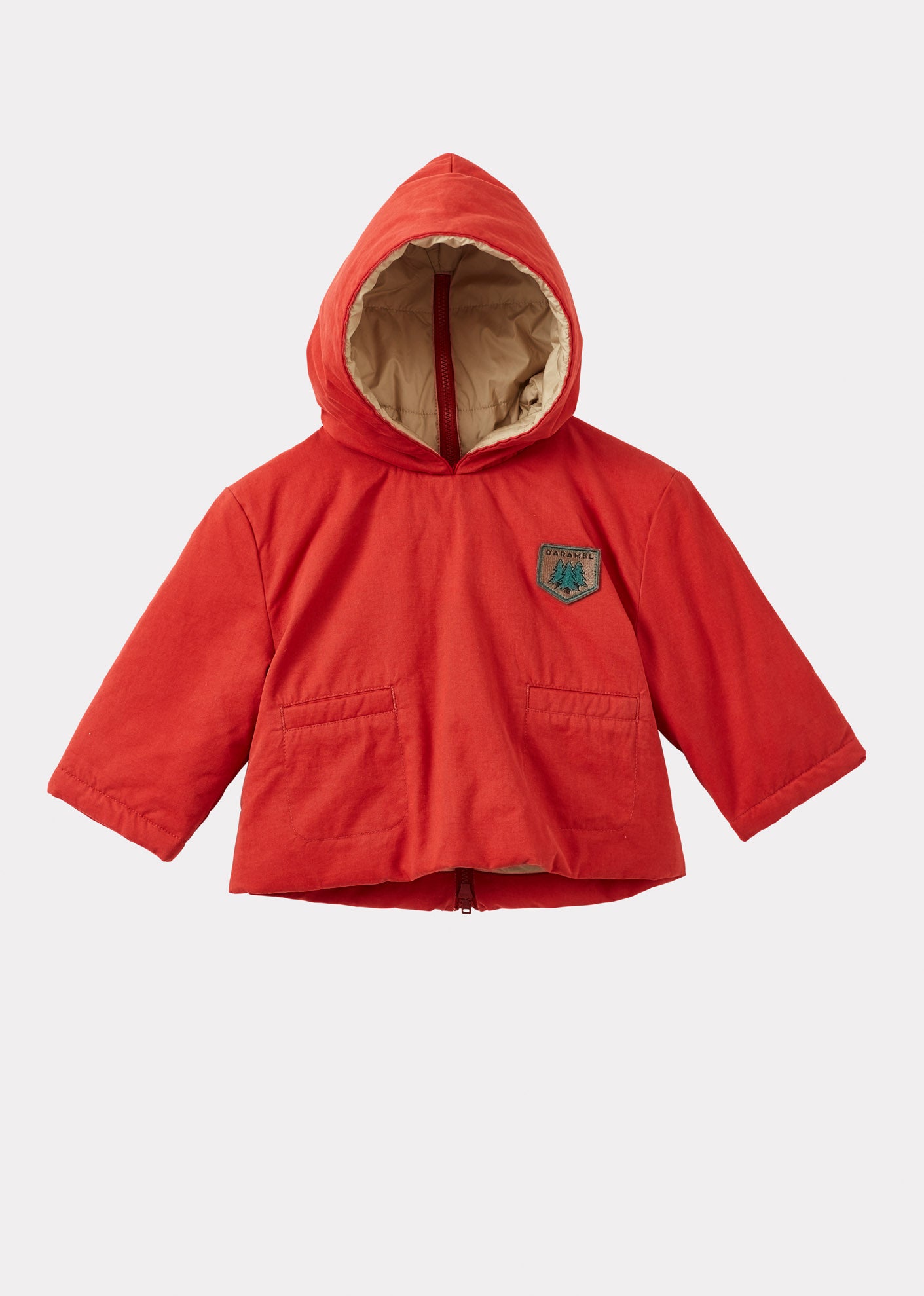 TWITE BABY COTTON TWILL HOODED JACKET - BRICK RED