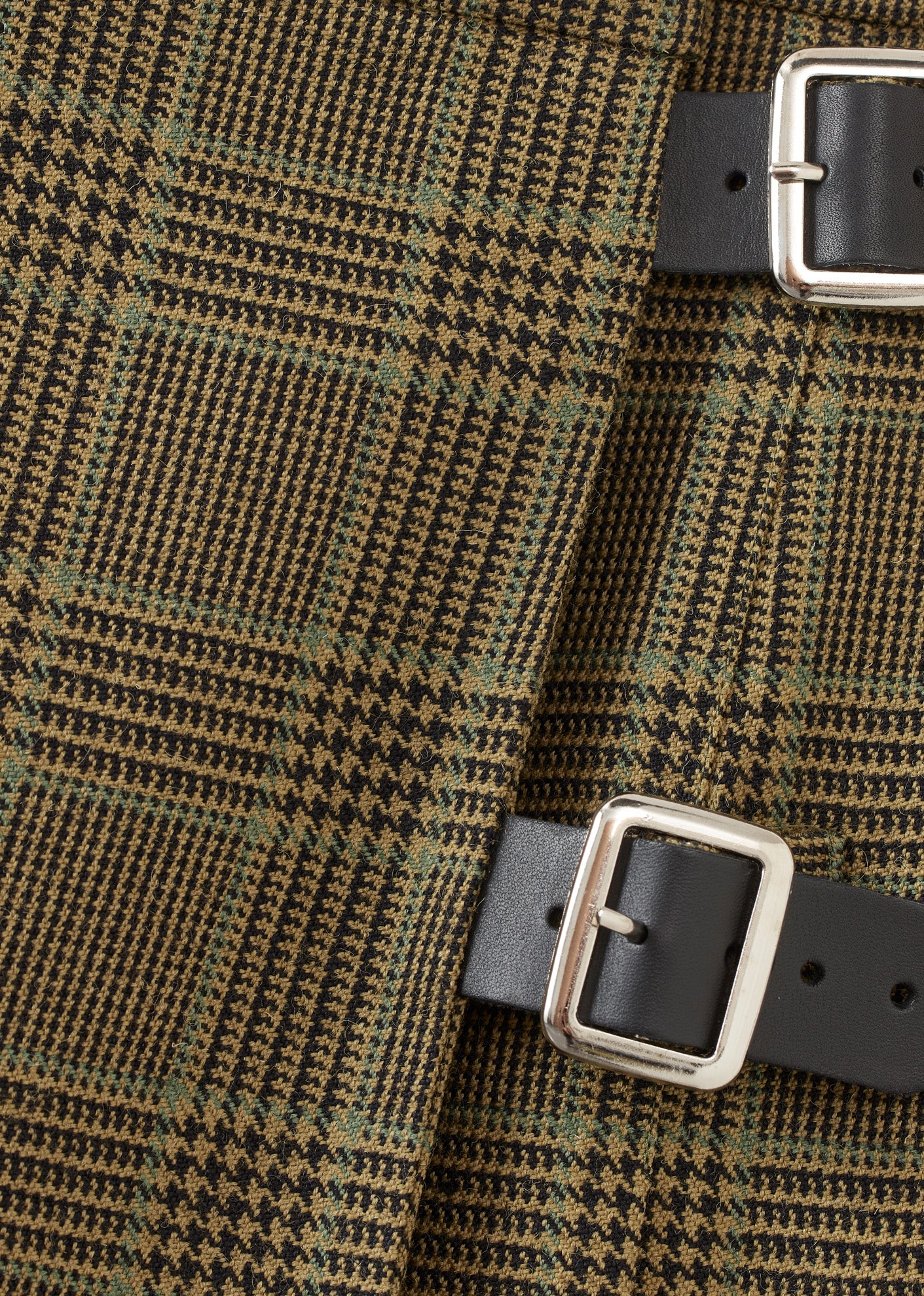WOMEN'S WOOL KILT - GREY / GREEN TARTAN
